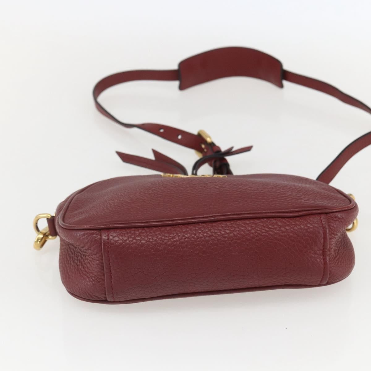 Prada Dual Strap Vitello Daino Burgundy Leather Shoulder Bag Bag (Pre-Owned)