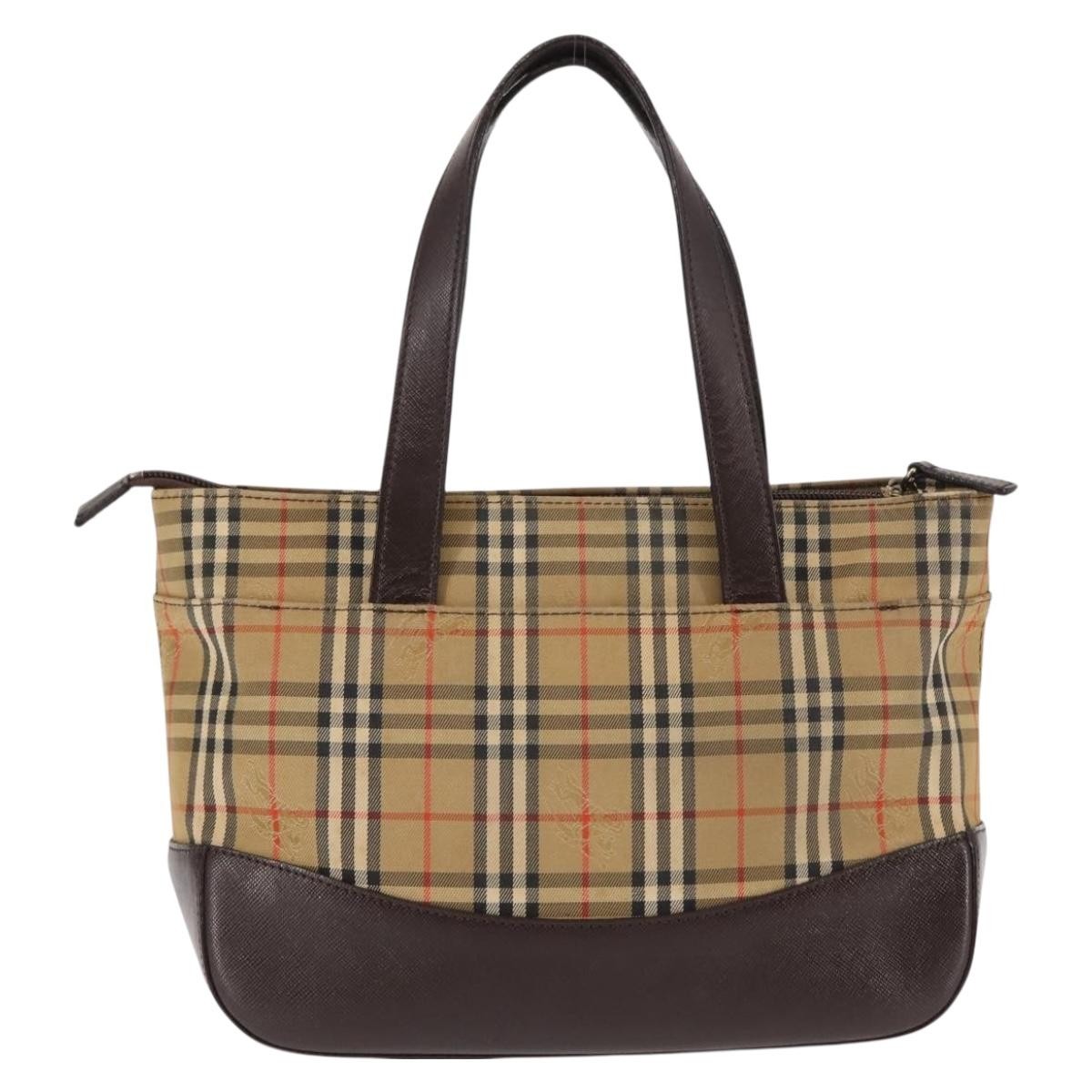 Burberry Nova Check Tote Canvas And Leather Beige Canvas Handbag (Pre-Owned)