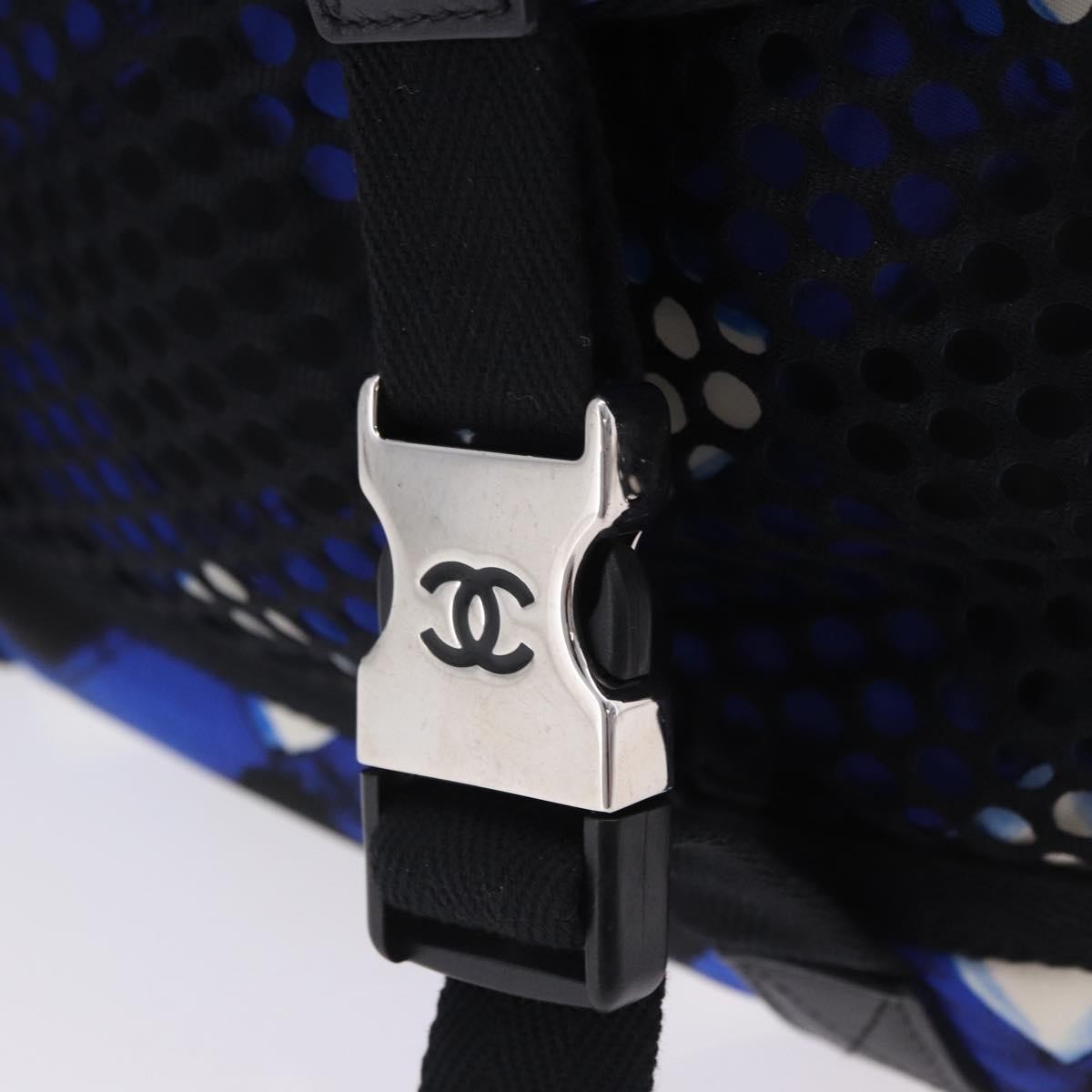 Chanel Airlines Mesh Printed Nylon Blue Nylon Backpack Bag (Pre-Owned)