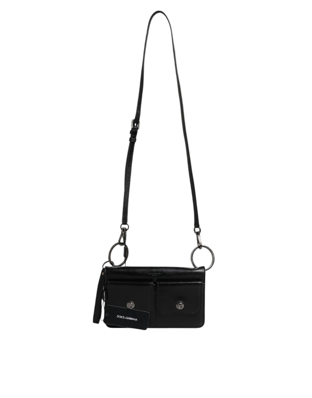 Dolce & Gabbana Black Leather Logo Purse Shoulder Crossbody Men's Bag (Pre-Owned)