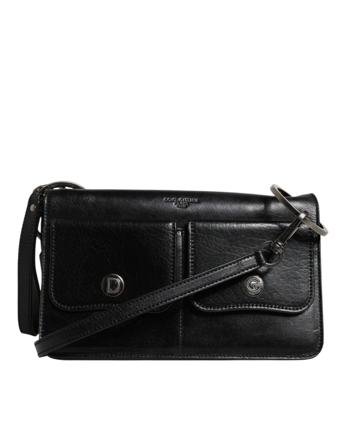 Dolce & Gabbana Black Leather Logo Purse Shoulder Crossbody Men's Bag (Pre-Owned)