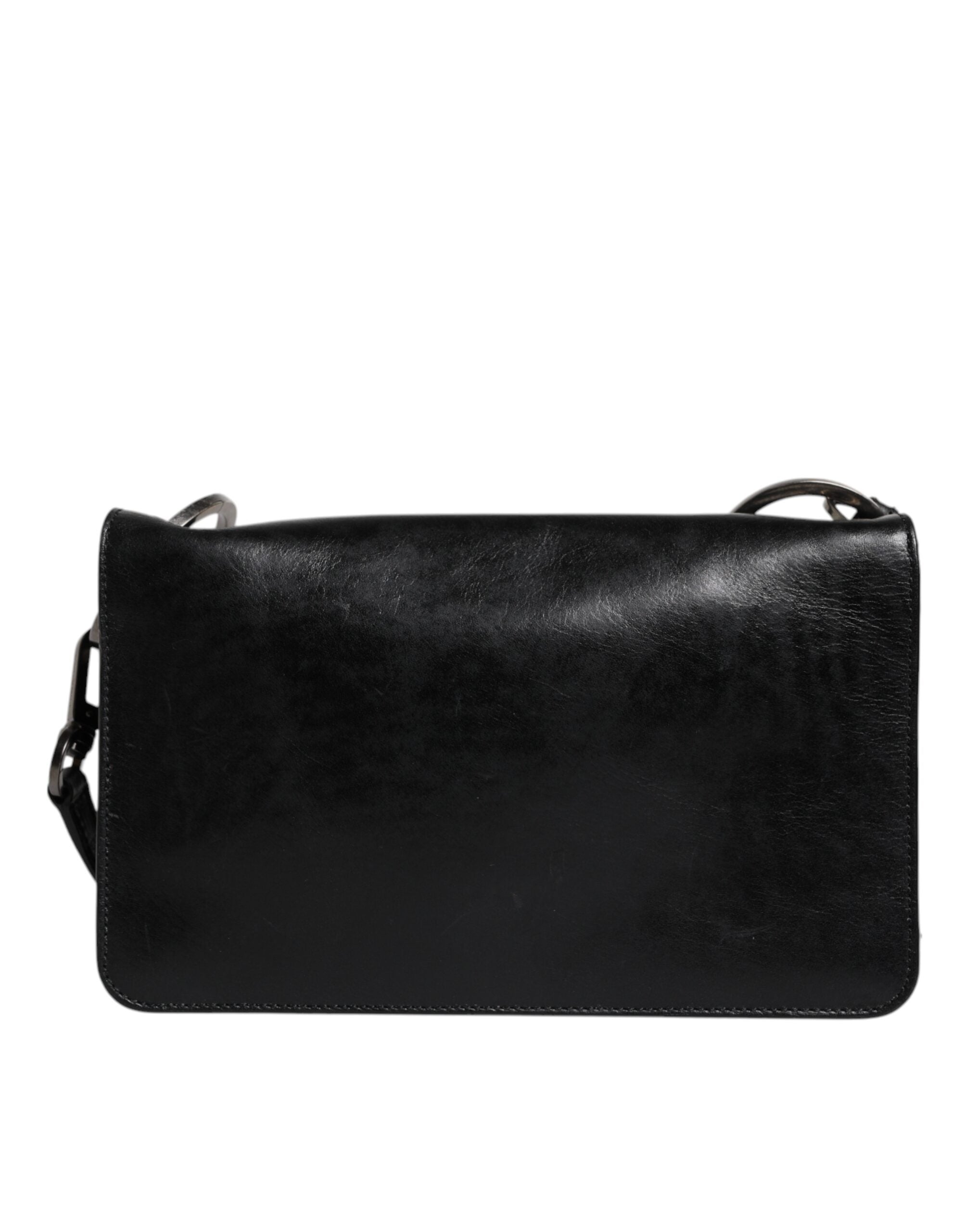 Dolce & Gabbana Black Leather Logo Purse Shoulder Crossbody Men's Bag (Pre-Owned)