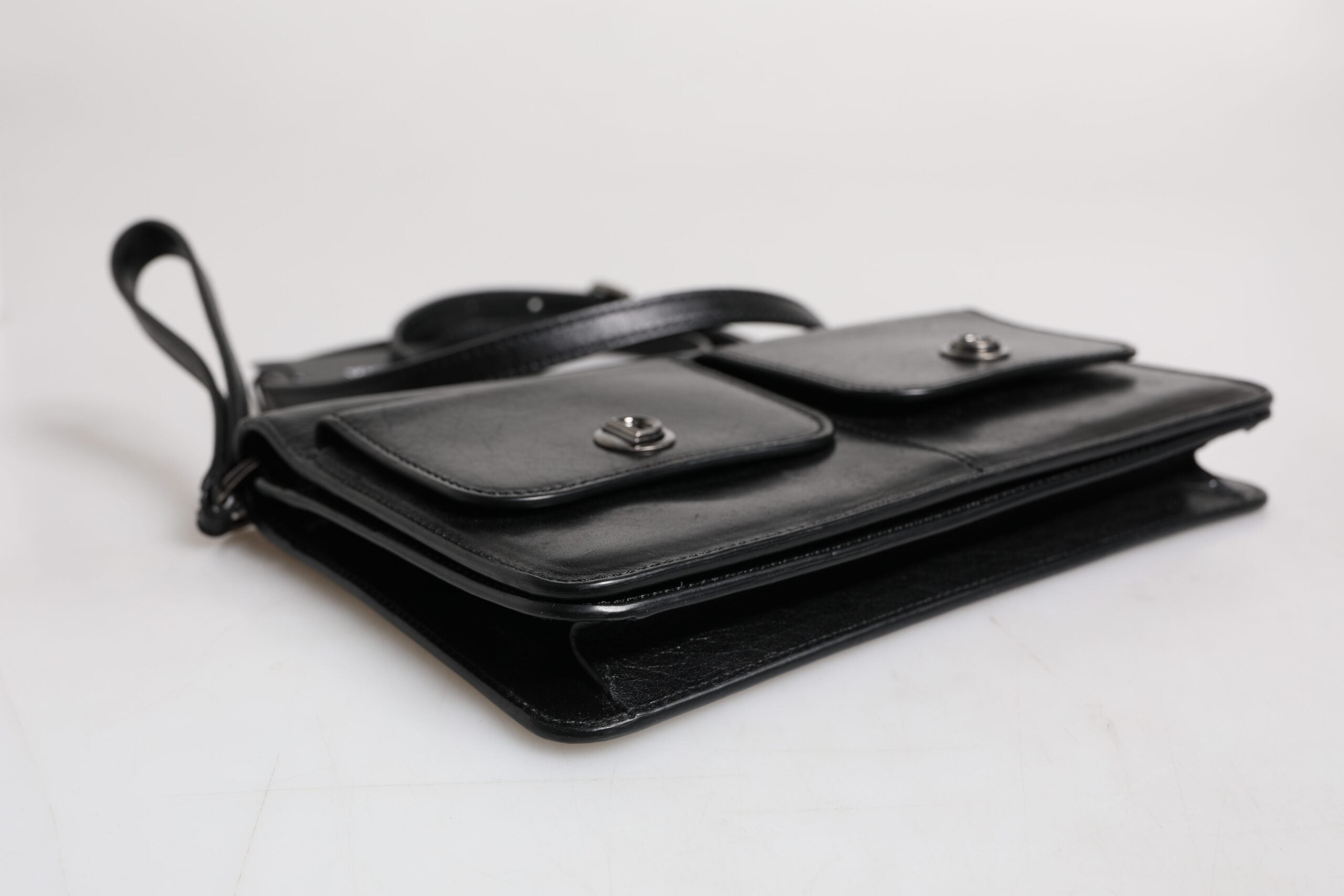 Dolce & Gabbana Black Leather Logo Purse Shoulder Crossbody Men's Bag (Pre-Owned)