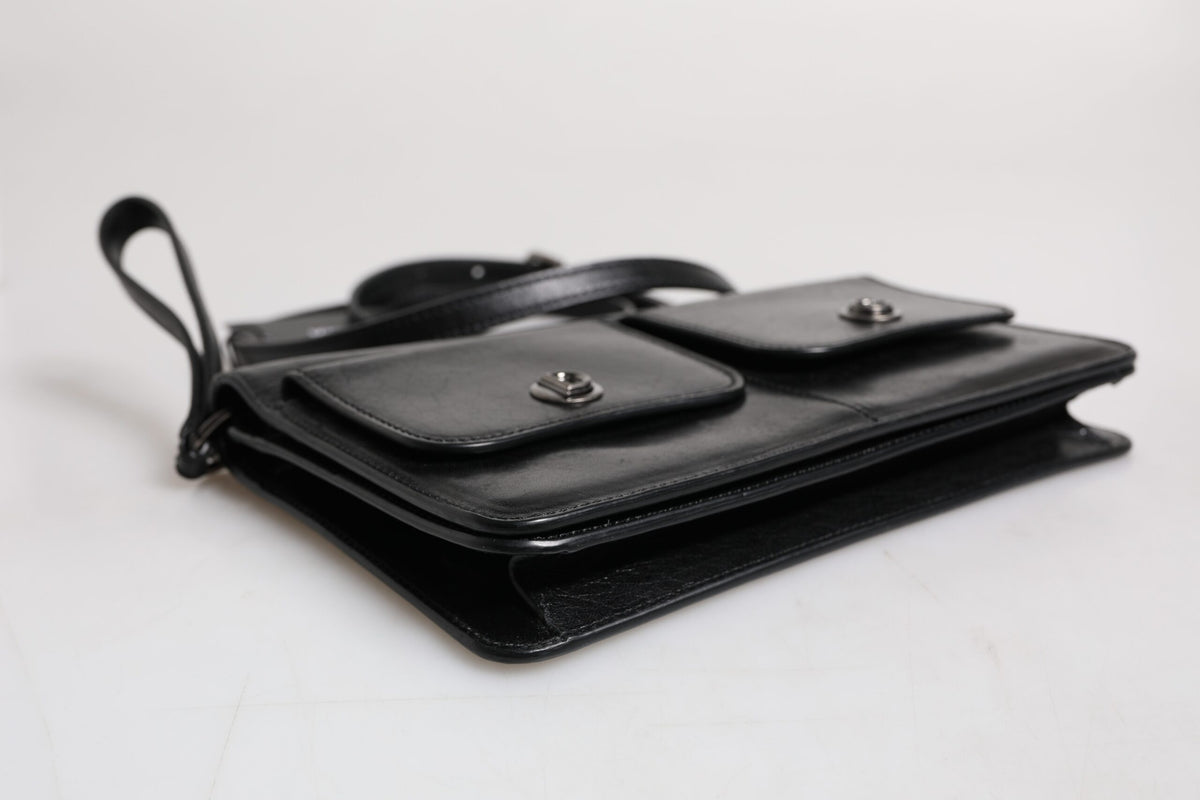 Dolce & Gabbana Black Leather Logo Purse Shoulder Crossbody Men's Bag (Pre-Owned)