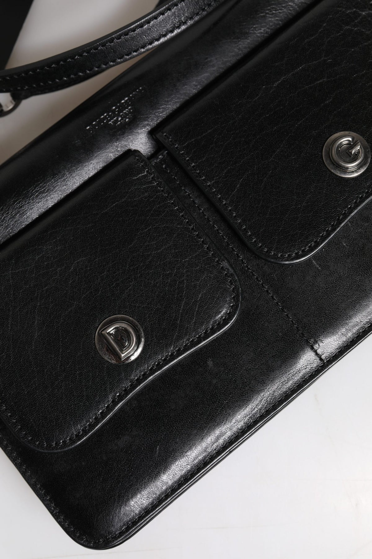 Dolce & Gabbana Black Leather Logo Purse Shoulder Crossbody Men's Bag (Pre-Owned)