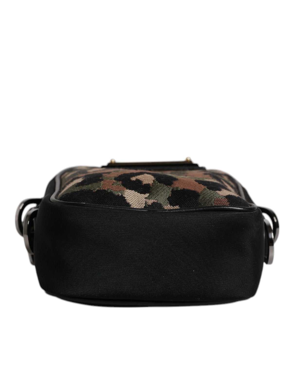 Dolce & Gabbana Multicolor Leopard Jacquard Logo Plaque Neck Strap Men's Bag