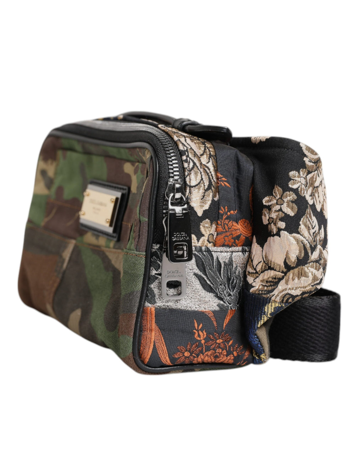 Dolce & Gabbana Multicolor Camouflage Patchwork Logo Waist Fanny Pack Men's Bag