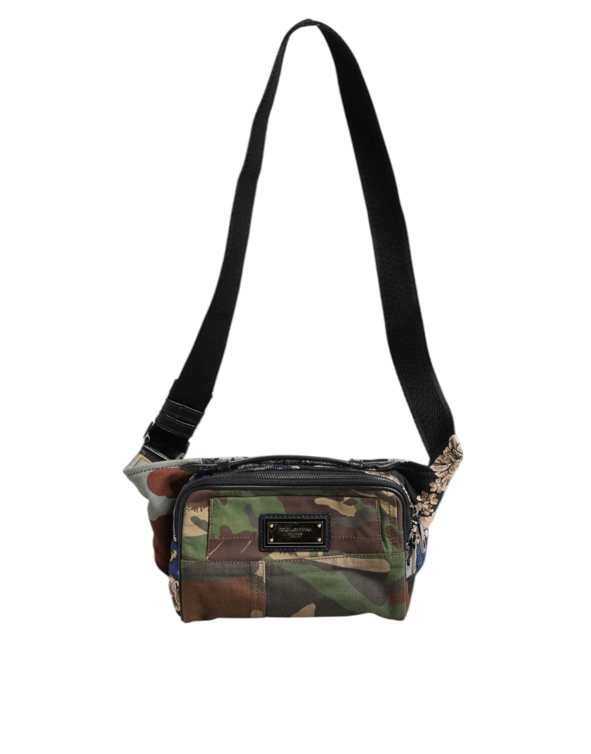 Dolce & Gabbana Multicolor Camouflage Patchwork Logo Waist Fanny Pack Men's Bag
