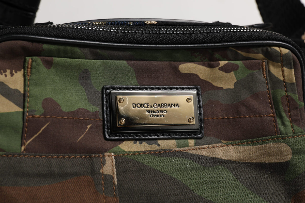 Dolce & Gabbana Multicolor Camouflage Patchwork Logo Waist Fanny Pack Men's Bag