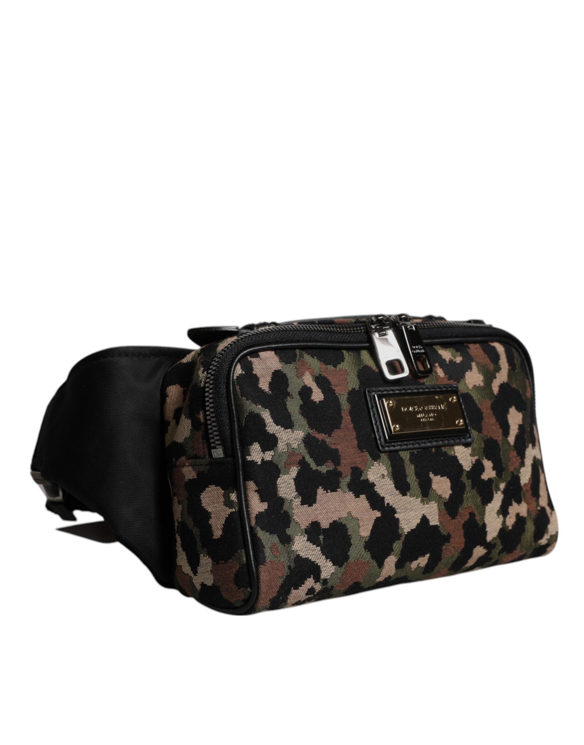 Dolce & Gabbana Multicolor Leopard DG Logo Belt Waist Fanny Pack Men's Bag