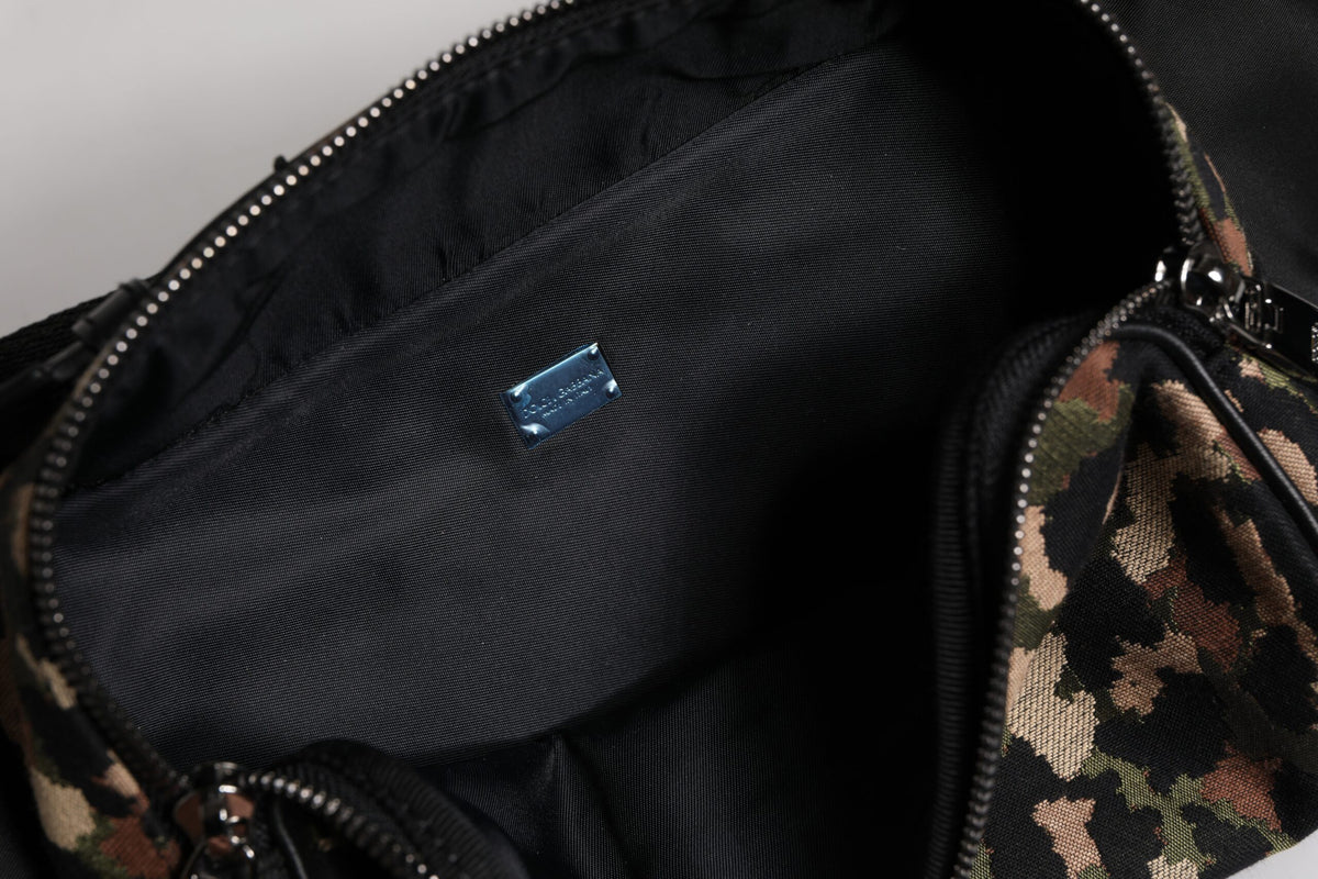 Dolce & Gabbana Multicolor Leopard DG Logo Belt Waist Fanny Pack Men's Bag