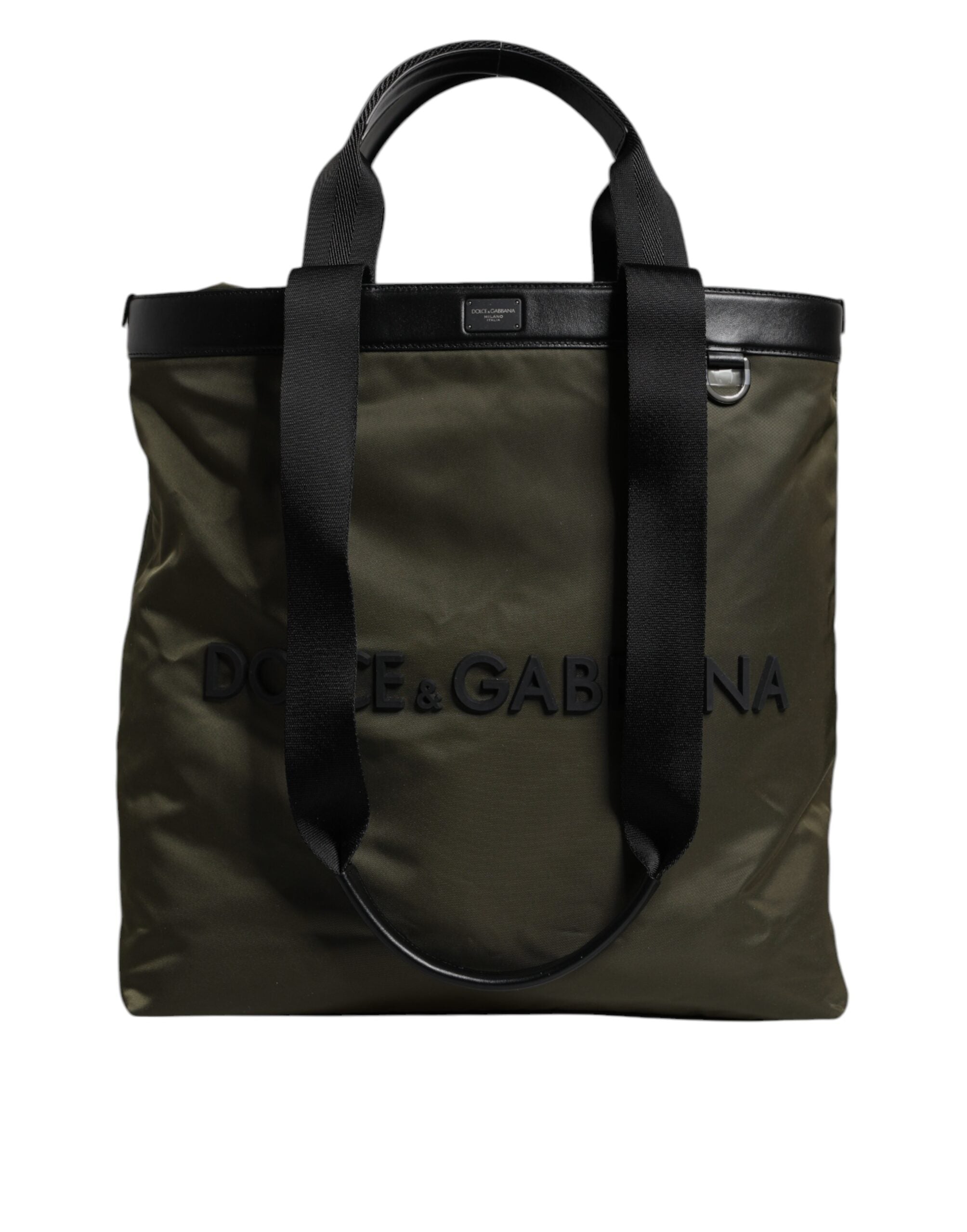 Dolce & Gabbana Military Green Nylon Shoulder Strap Tote Men's Bag