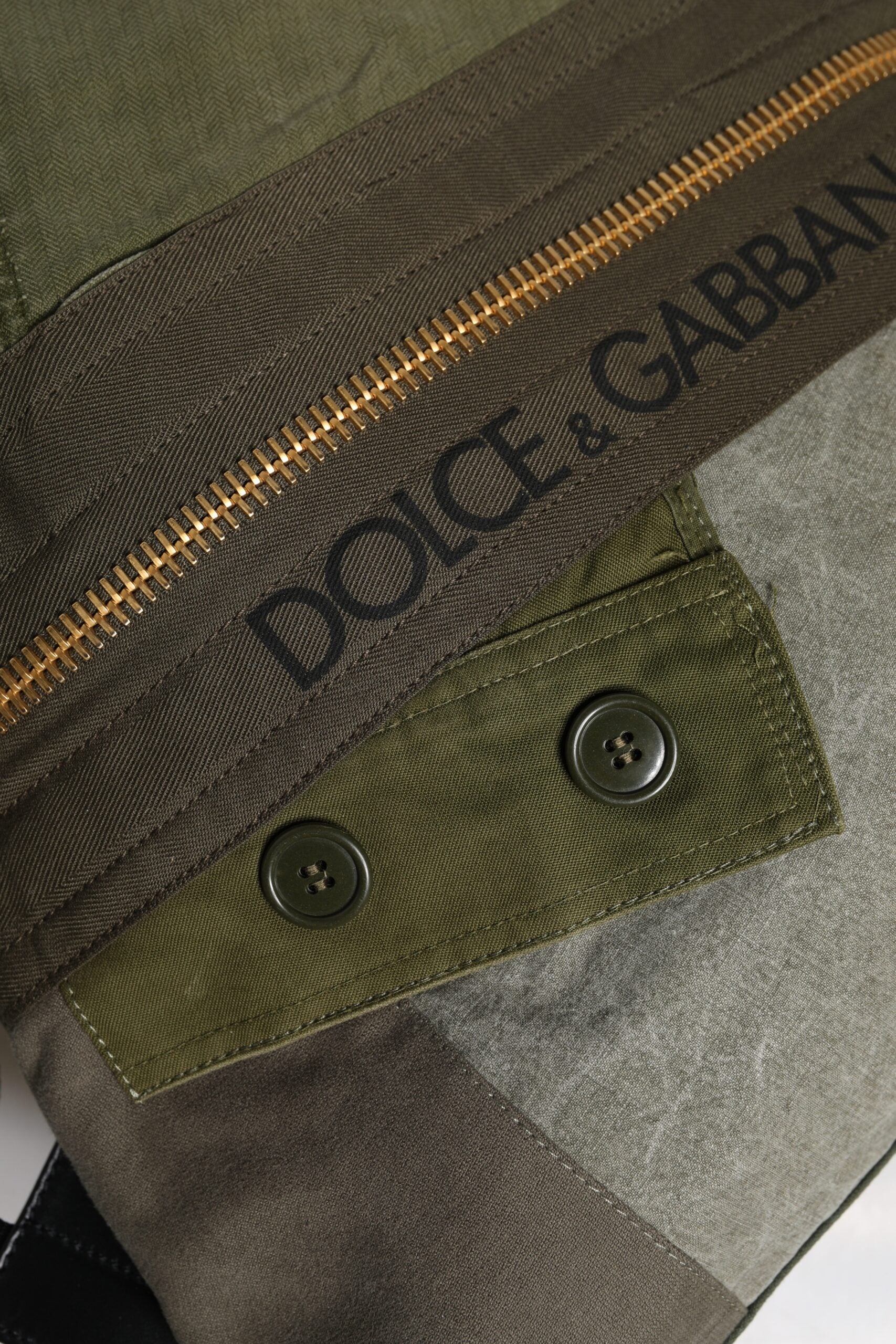 Dolce & Gabbana Military Green Patchwork Rucksack Backpack Men's Bag