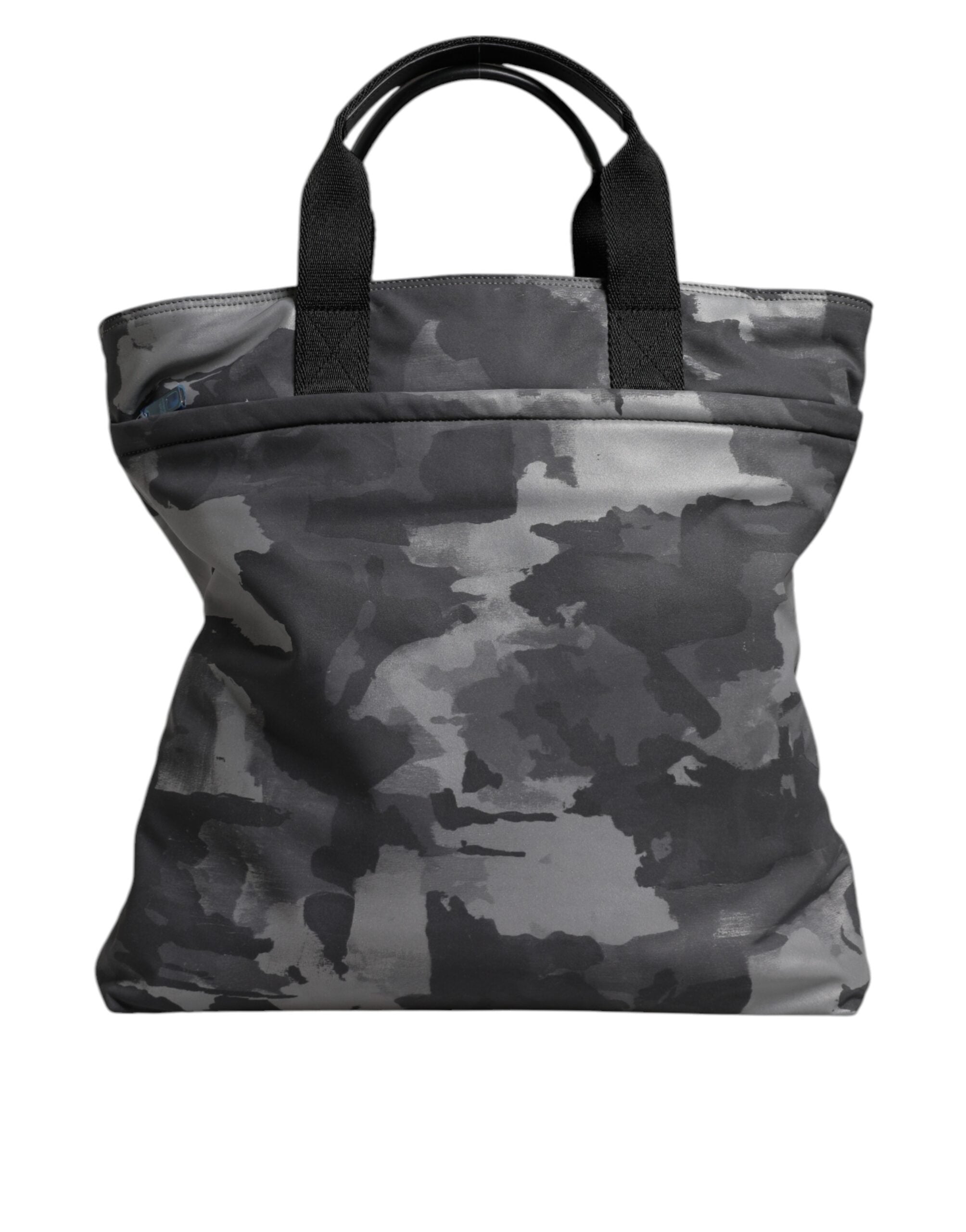 Dolce & Gabbana Gray Camo Cotton Multiple Compartments Tote Men's Bag