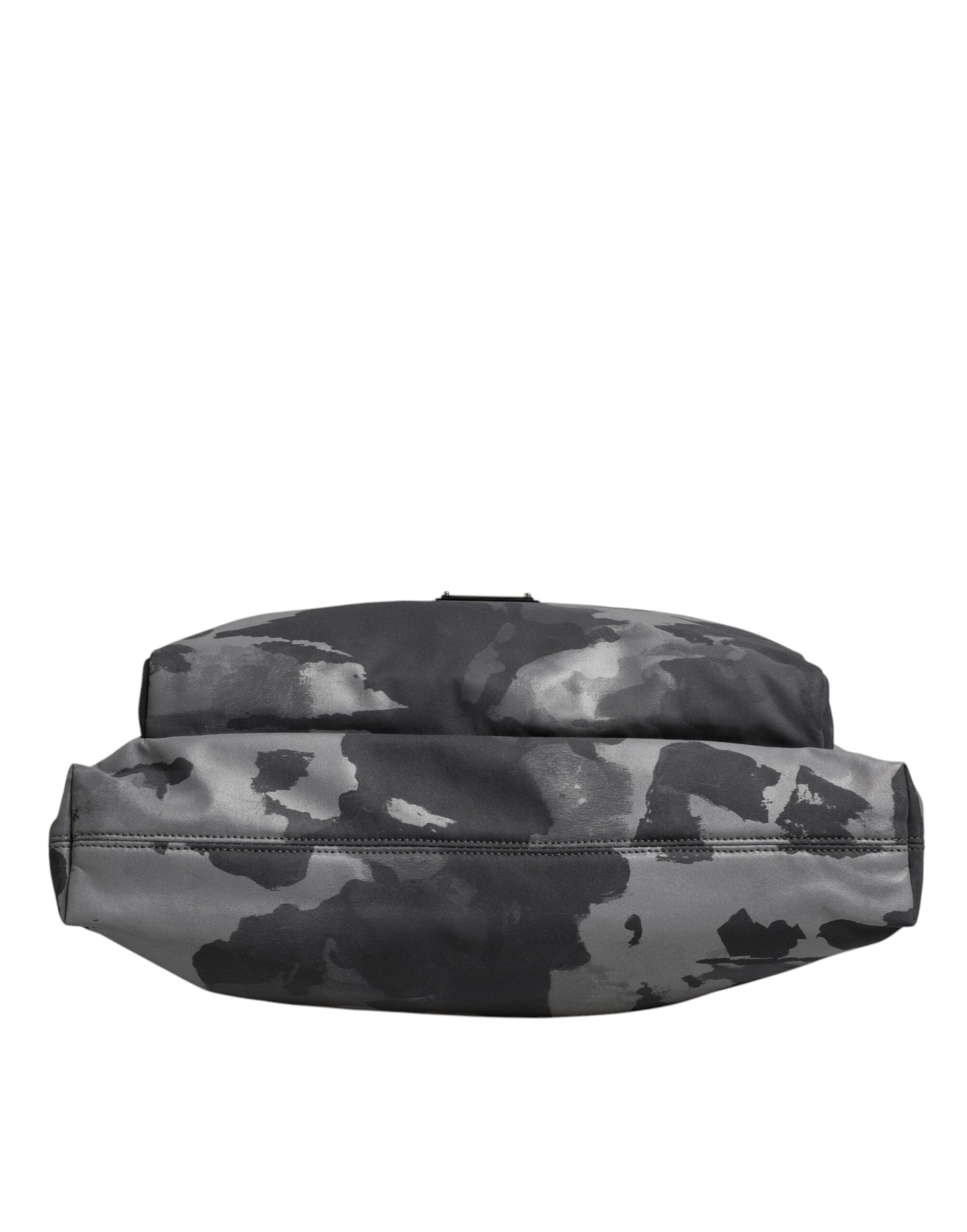 Dolce & Gabbana Gray Camo Cotton Multiple Compartments Tote Men's Bag
