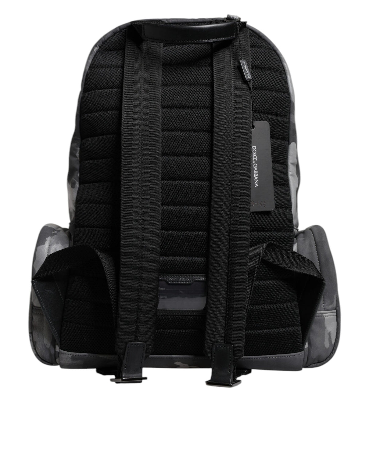 Dolce & Gabbana Gray Cotton Camouflage Logo Plaque Backpack Men's Bag