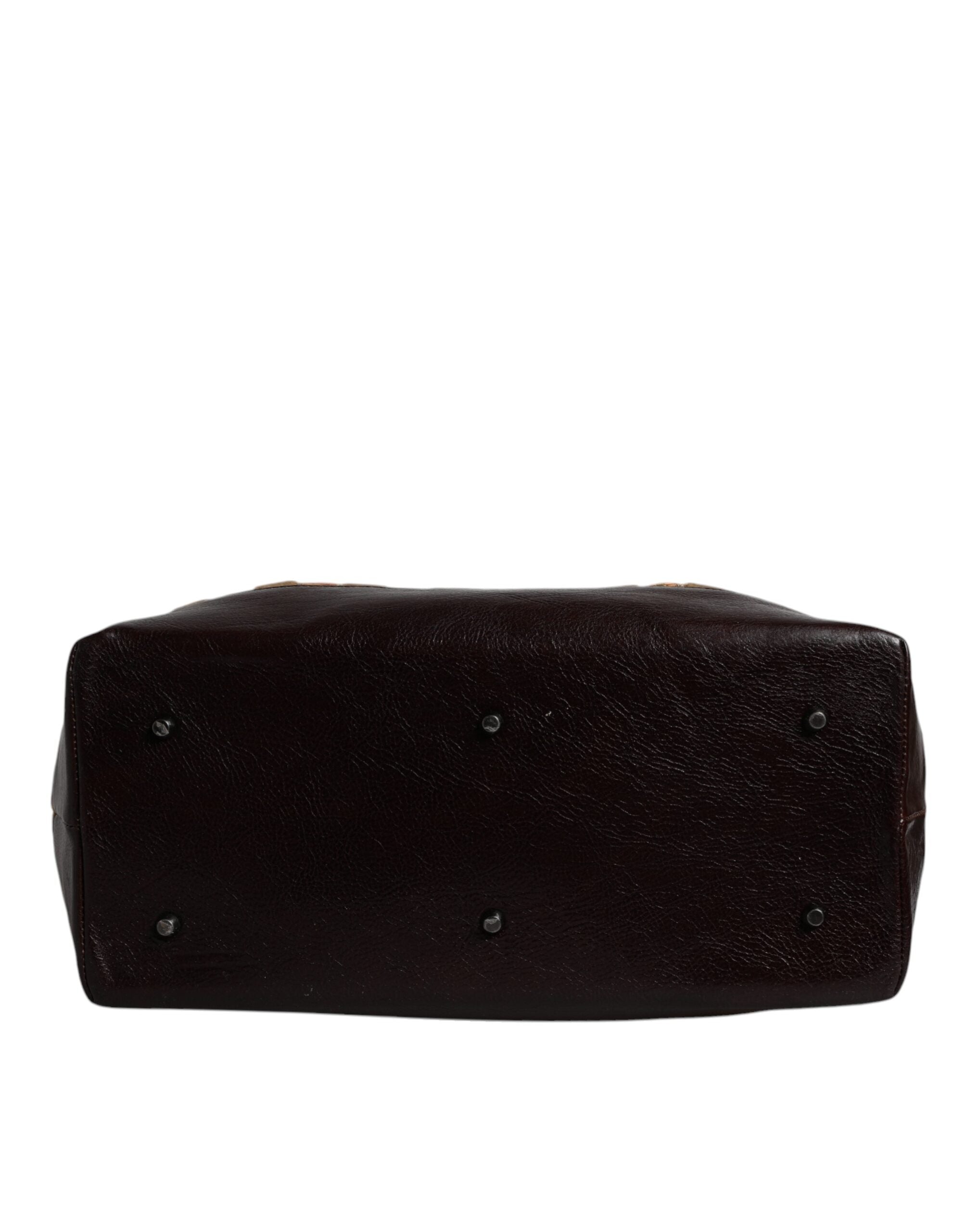 Dolce & Gabbana Beige Maroon Velvet Leather Jacquard Travel HandMen's Men's Bag (Pre-Owned)