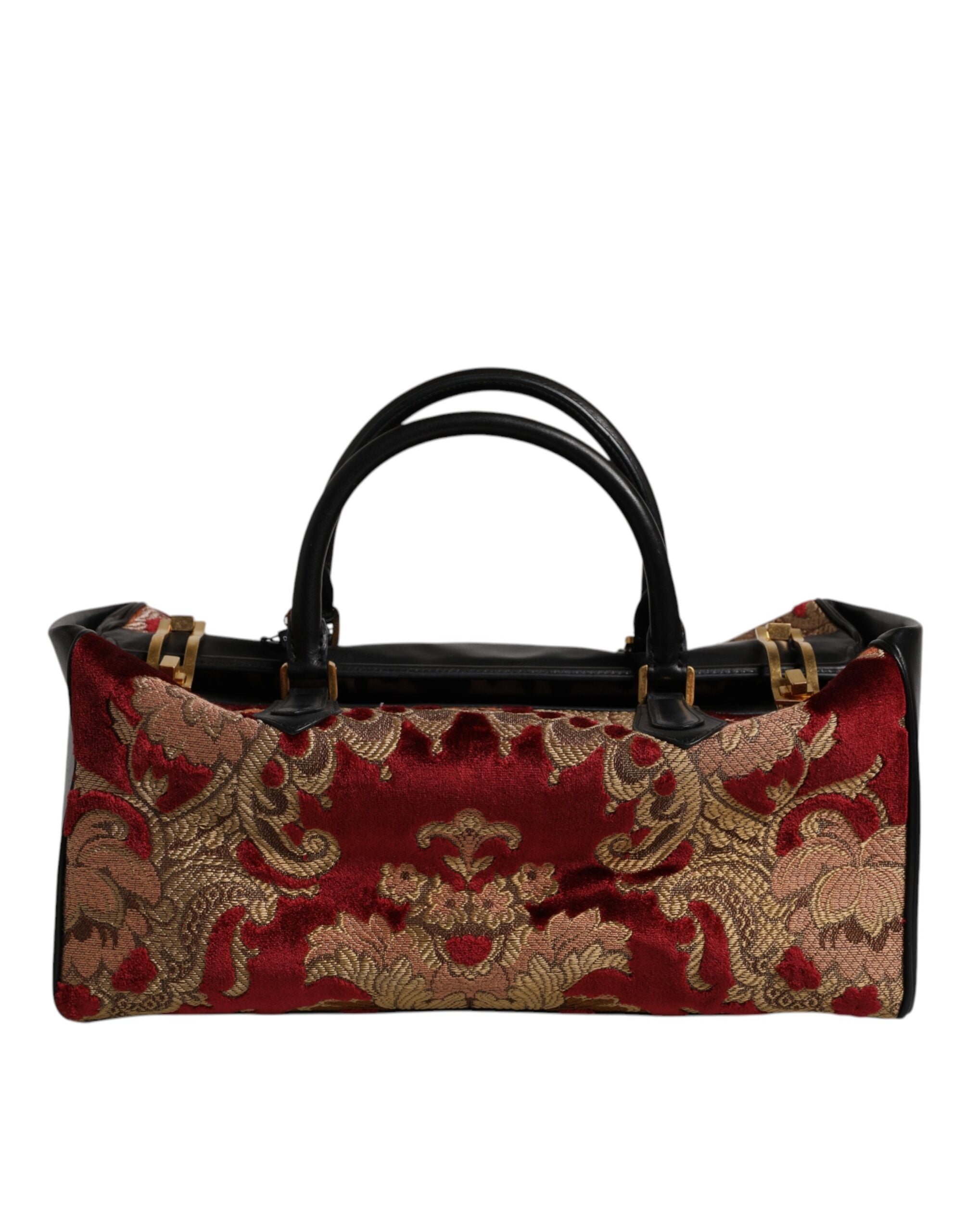 Dolce & Gabbana Multicolor Leather Brocade Velvet Travel Duffle Tote Men's Bag (Pre-Owned)