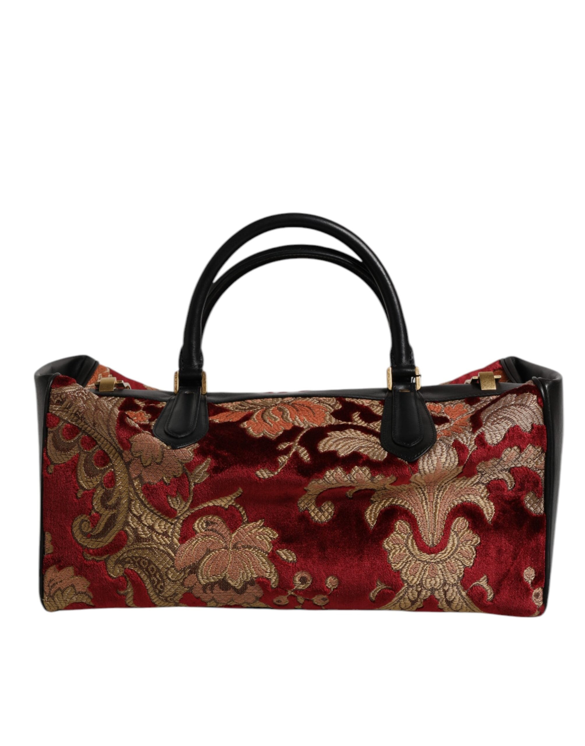 Dolce & Gabbana Multicolor Leather Brocade Velvet Travel Duffle Tote Men's Bag (Pre-Owned)