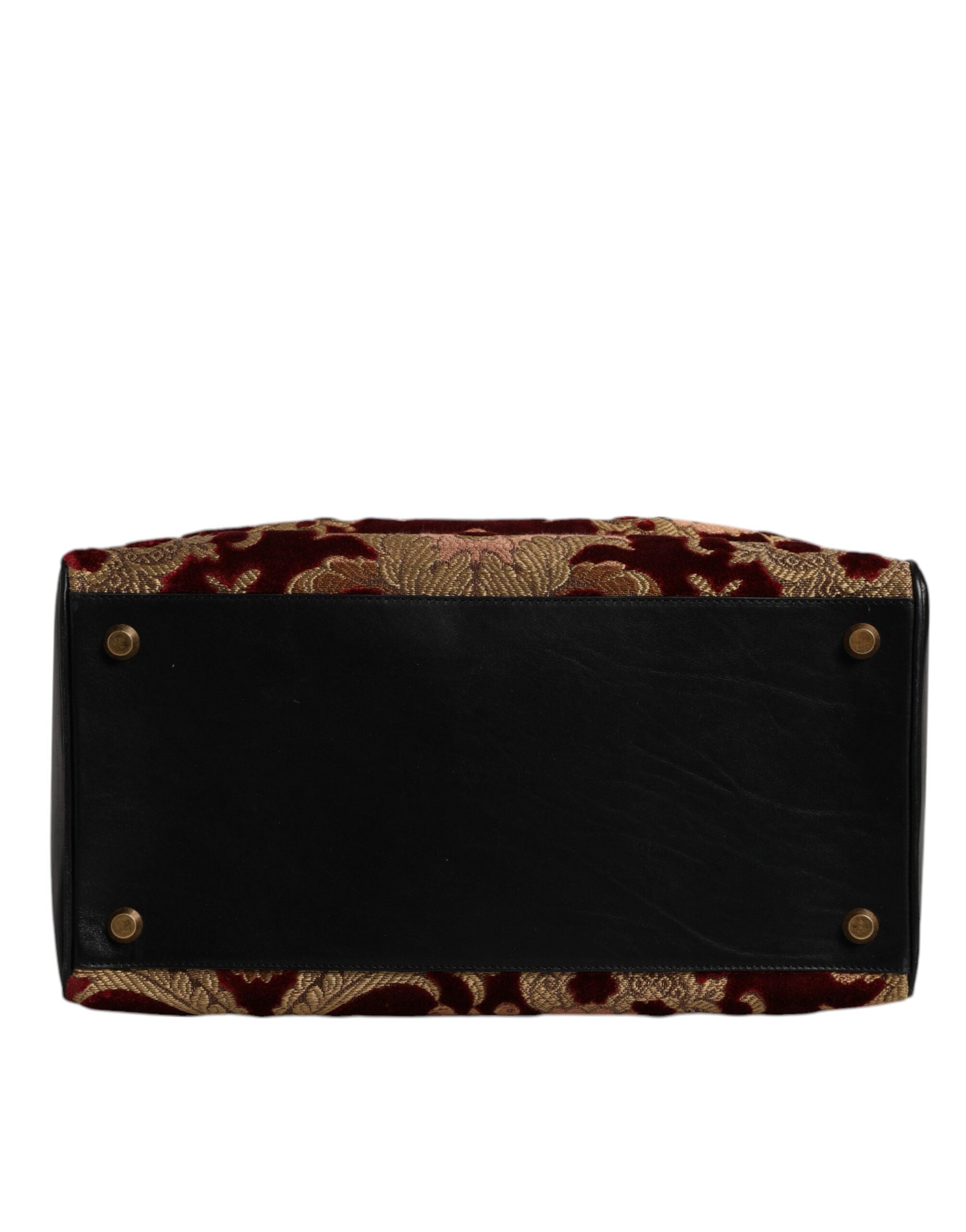 Dolce & Gabbana Multicolor Leather Brocade Velvet Travel Duffle Tote Men's Bag (Pre-Owned)