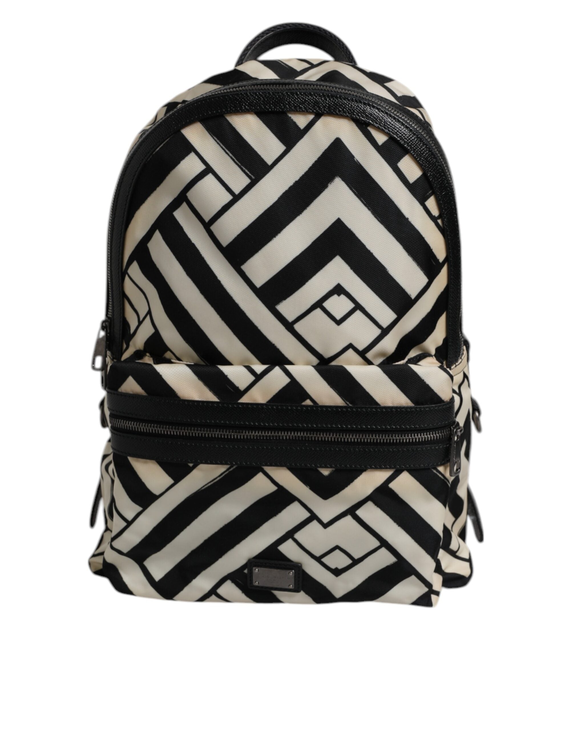 Dolce & Gabbana Black White Nylon Leather Travel Back Pack Men's Bag (Pre-Owned)
