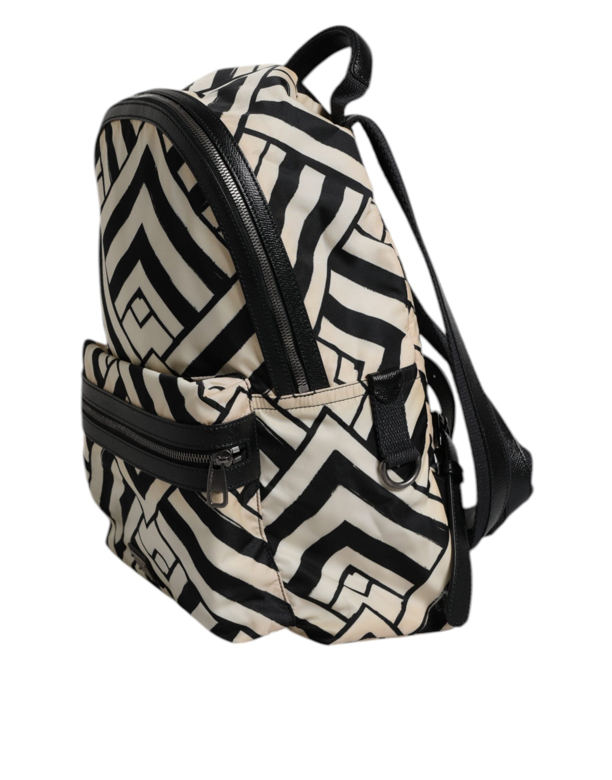 Dolce & Gabbana Black White Nylon Leather Travel Back Pack Men's Bag (Pre-Owned)