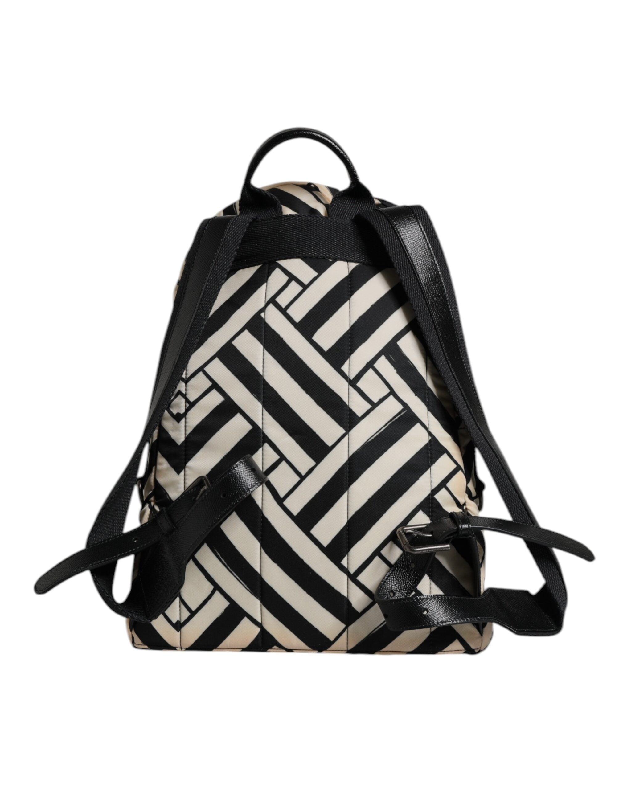 Dolce & Gabbana Black White Nylon Leather Travel Back Pack Men's Bag (Pre-Owned)