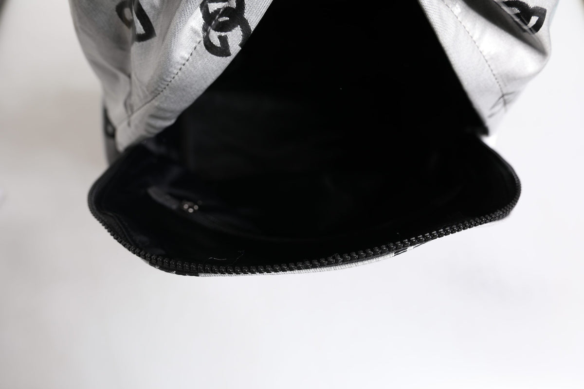 Dolce & Gabbana Polyester Gray Black DG Logo Plaque Backpack Men's Bag