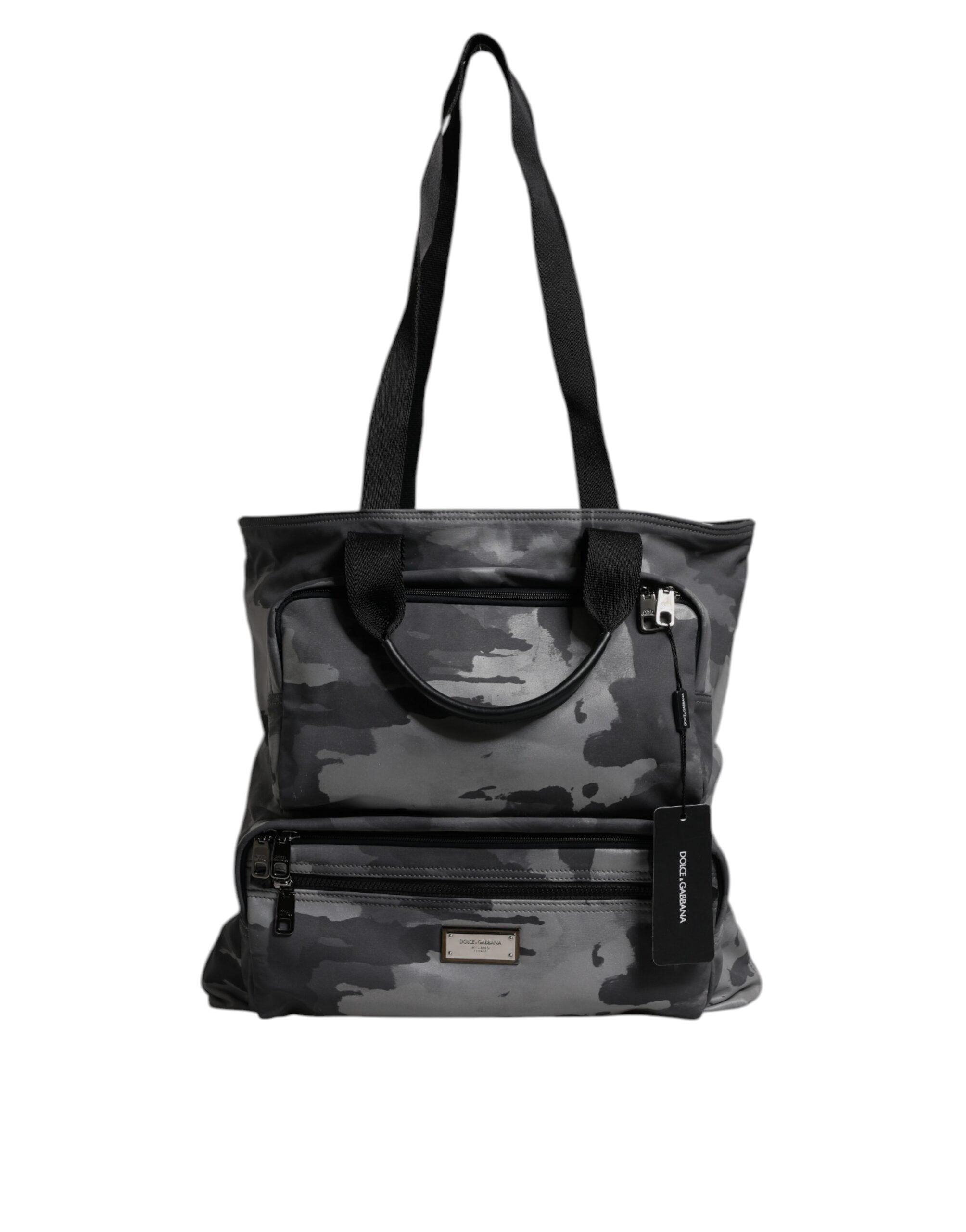 Dolce & Gabbana Black Camouflage Shoulder Strap Logo Plaque Men's Bag (Pre-Owned)
