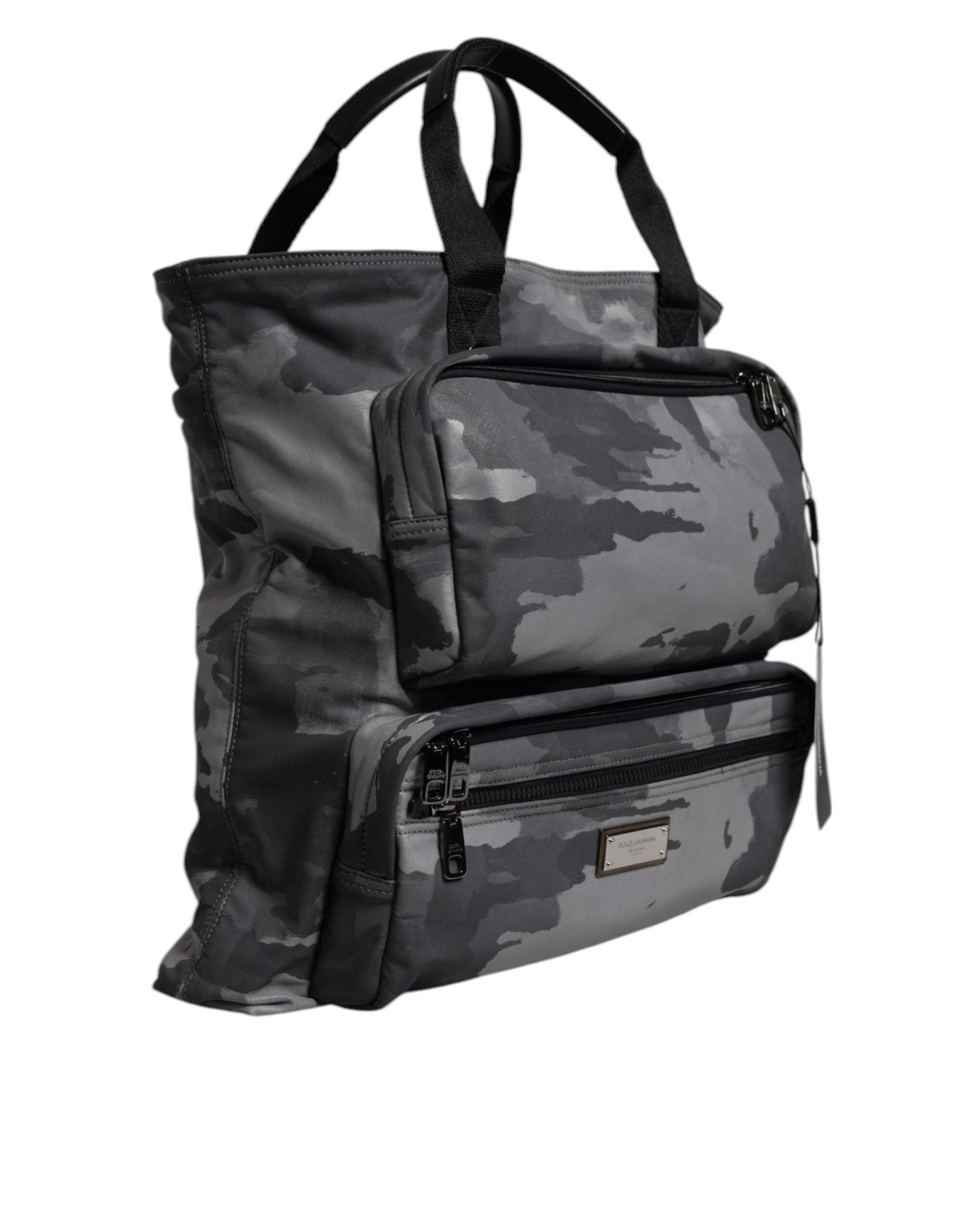 Dolce & Gabbana Black Camouflage Shoulder Strap Logo Plaque Men's Bag (Pre-Owned)