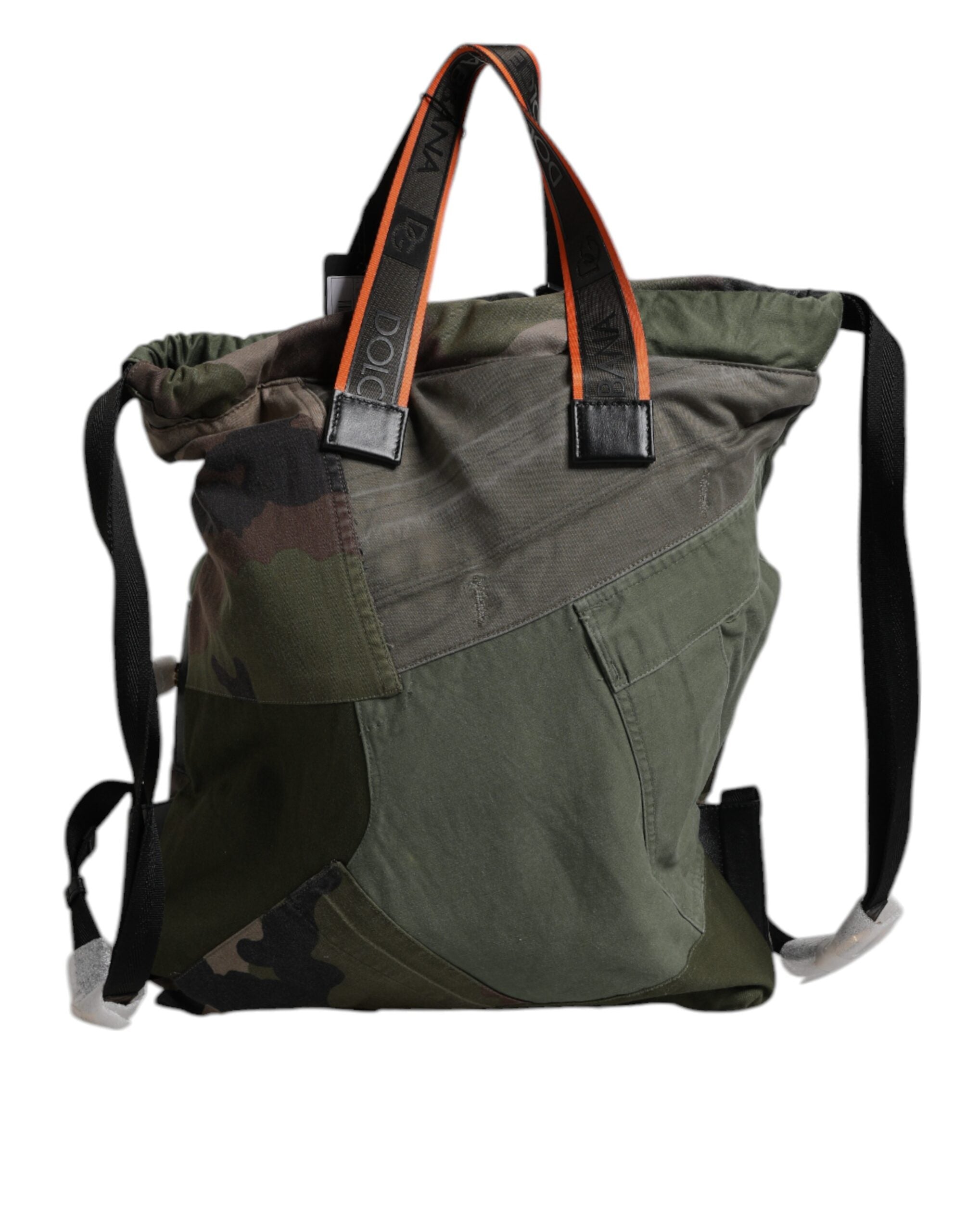 Dolce & Gabbana Military Green Patchwork Rucksack Backpack Men's Bag