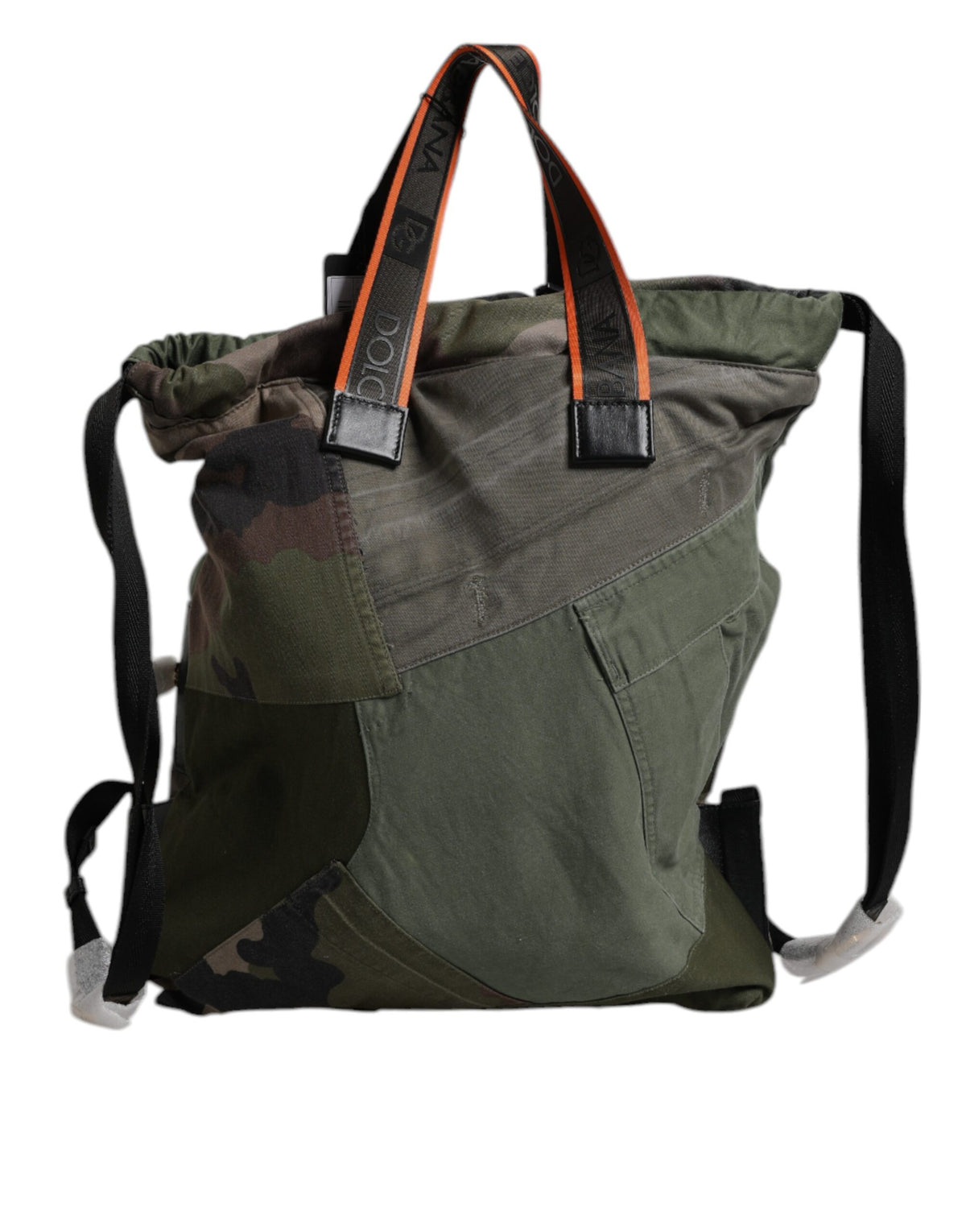 Dolce & Gabbana Military Green Patchwork Rucksack Backpack Men's Bag