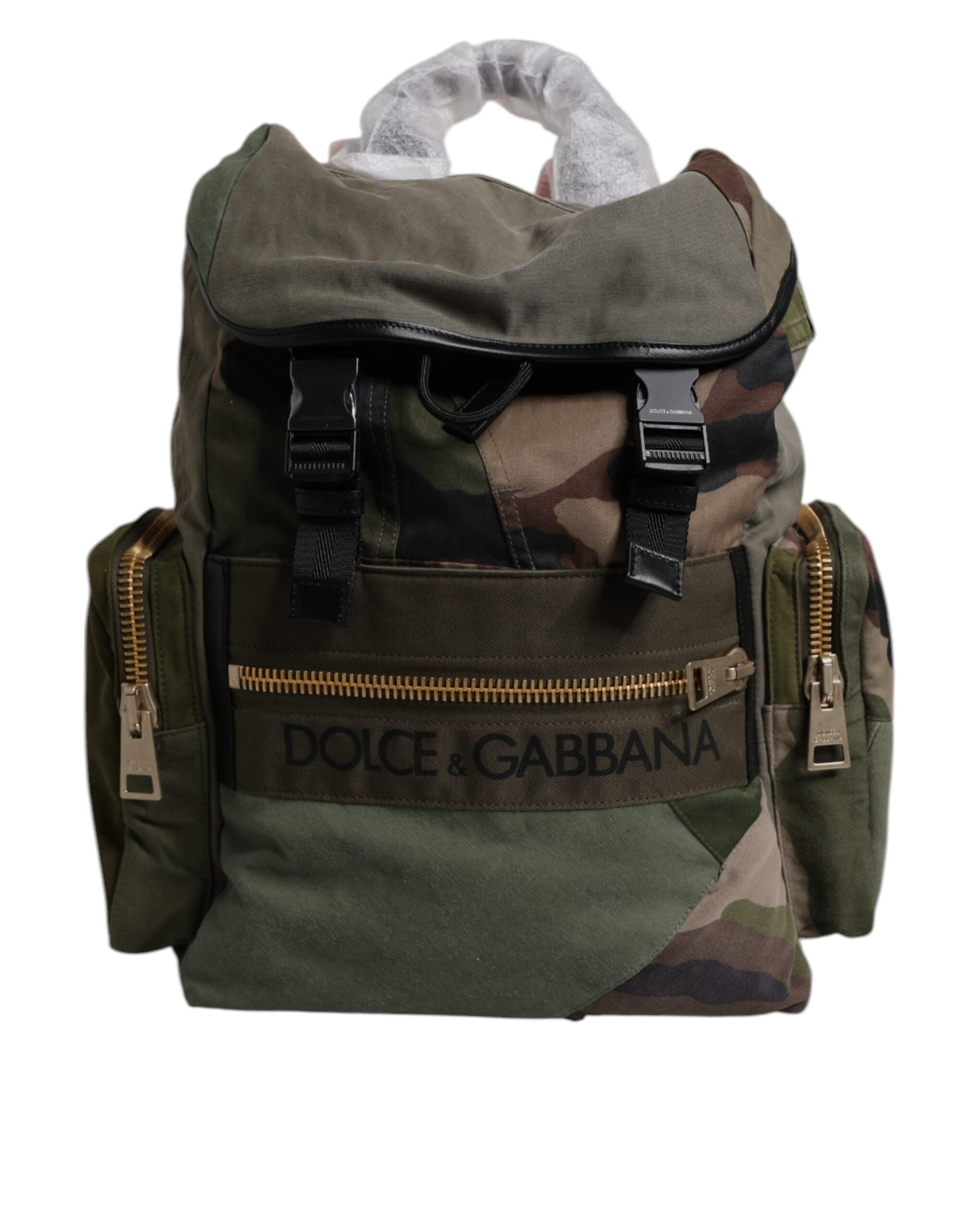 Dolce & Gabbana Military Green Patchwork Travel Backpack Men's Bag