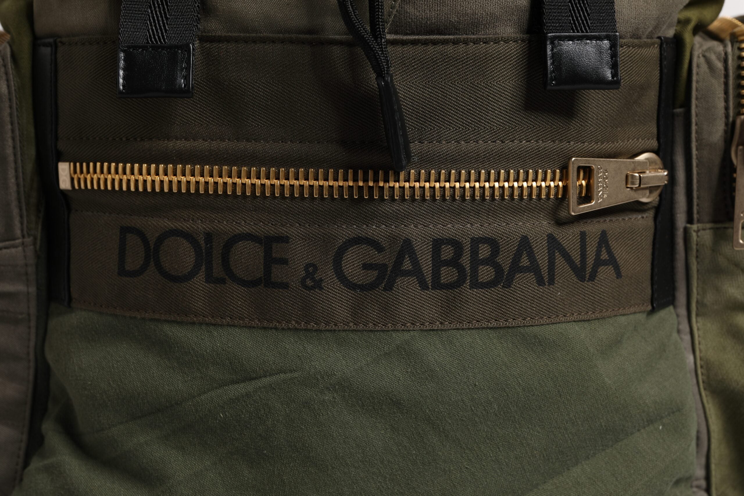 Dolce & Gabbana Military Green Patchwork Travel Backpack Men's Bag