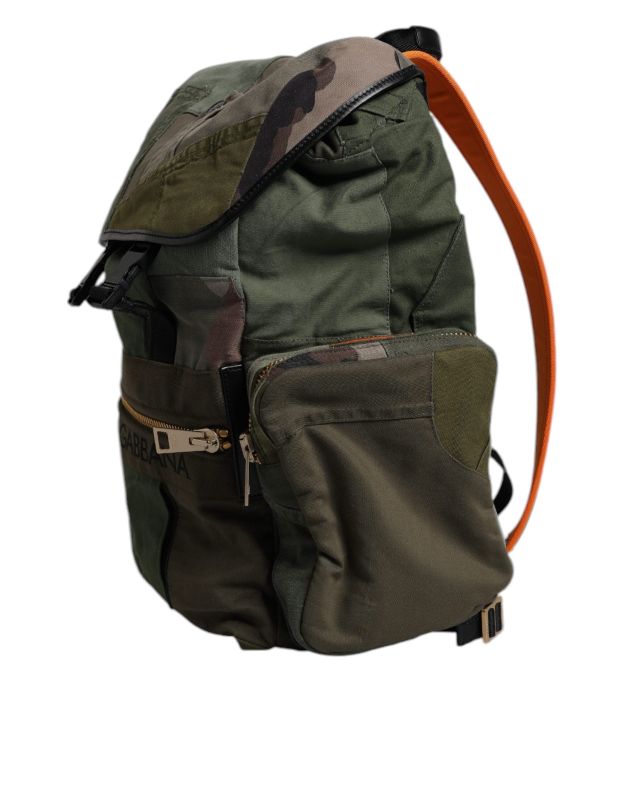 Dolce & Gabbana Military Green Patchwork Travel Backpack Men's Bag