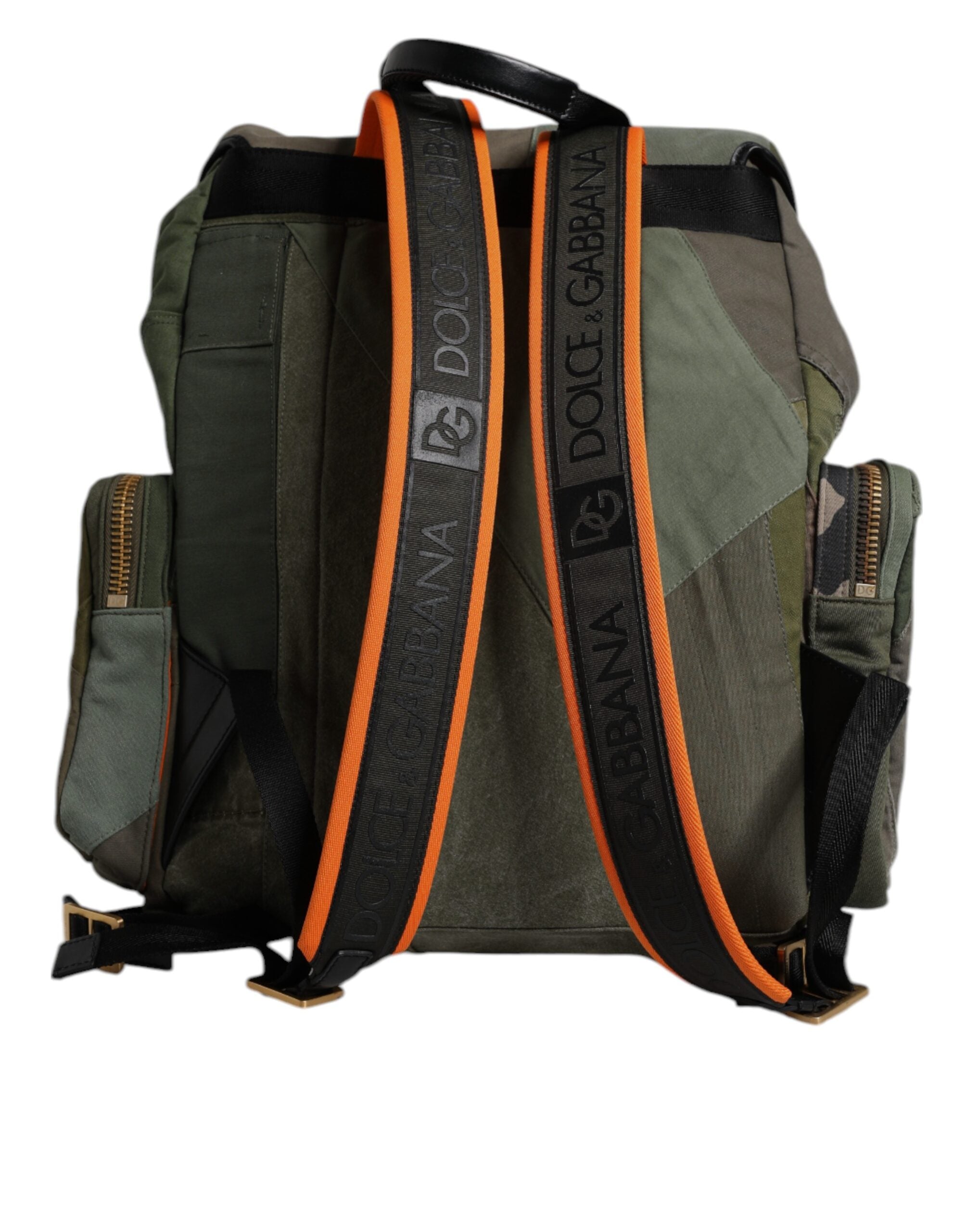 Dolce & Gabbana Military Green Patchwork Travel Backpack Men's Bag