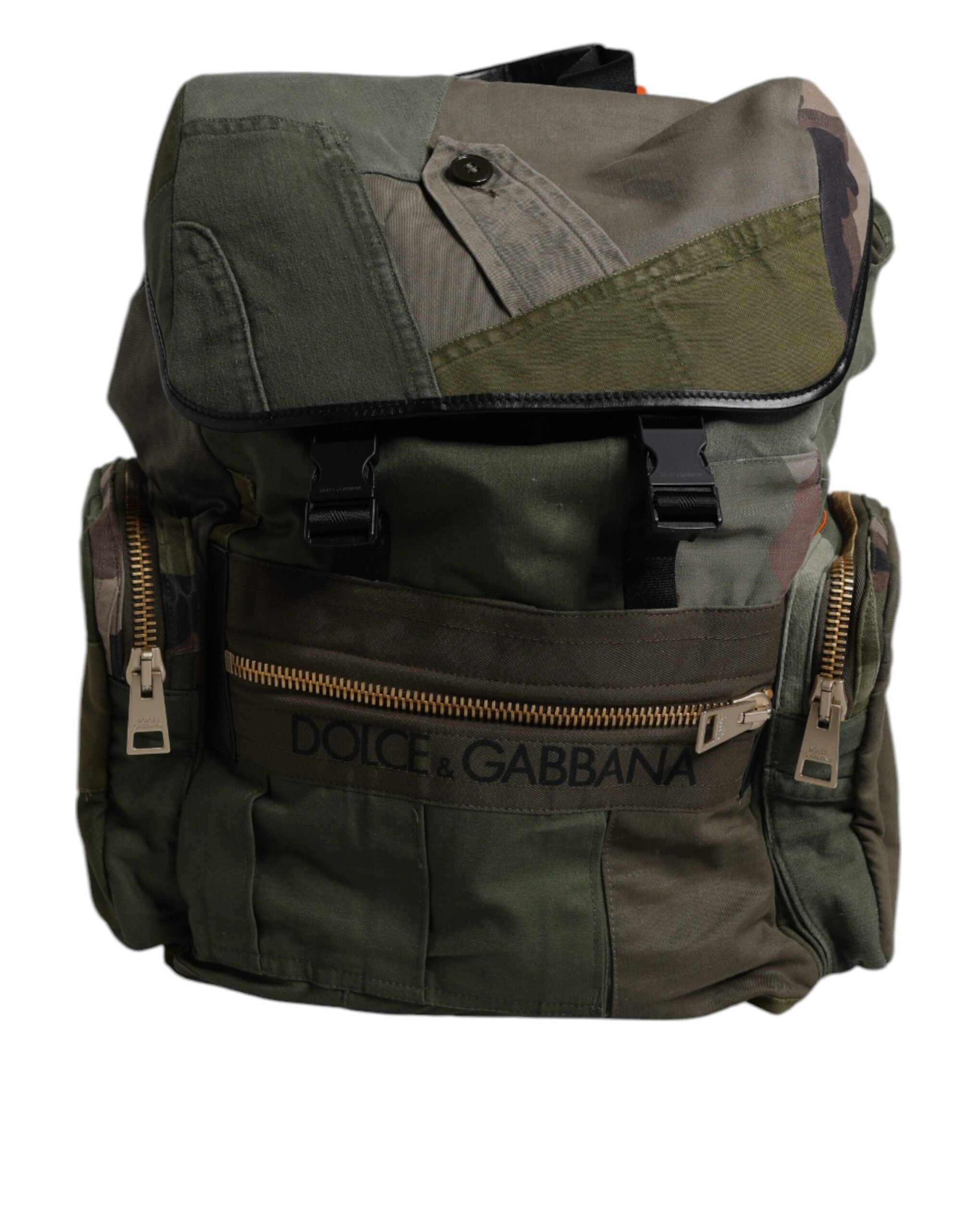 Dolce & Gabbana Military Green Patchwork Travel Backpack Men's Bag (Pre-Owned)