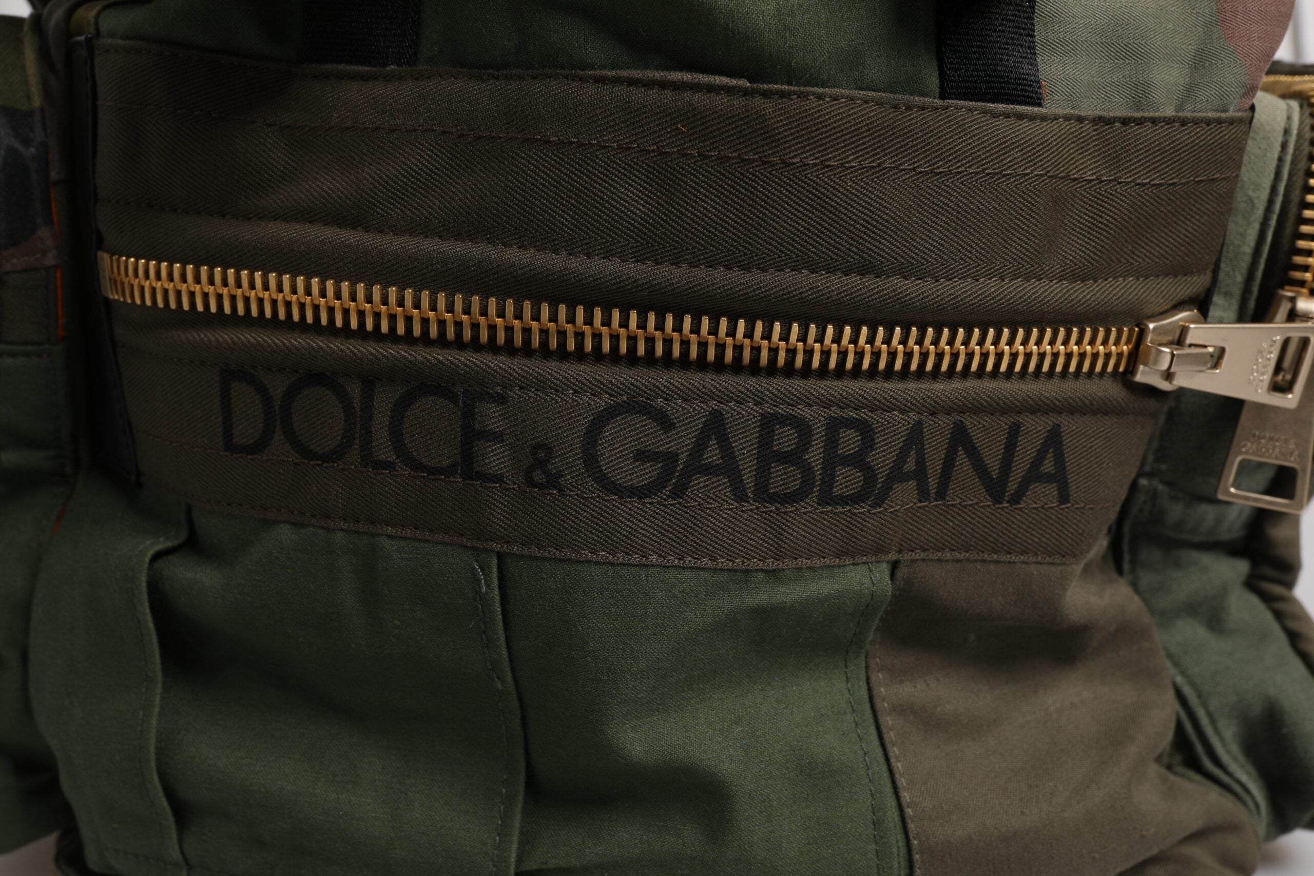 Dolce & Gabbana Military Green Patchwork Travel Backpack Men's Bag (Pre-Owned)
