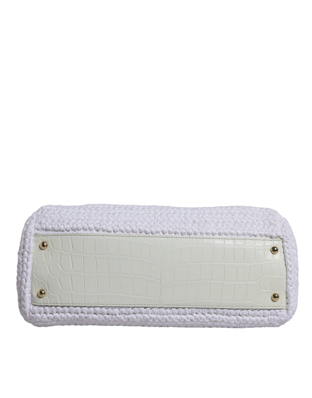 Dolce & Gabbana White Rafia Leather Top Handle Crossbody Women's Bag (Pre-Owned)