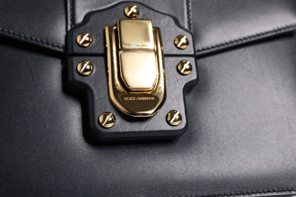 Dolce & Gabbana Black Calfskin Leather Shoulder Strap Women's Bag (Pre-Owned)