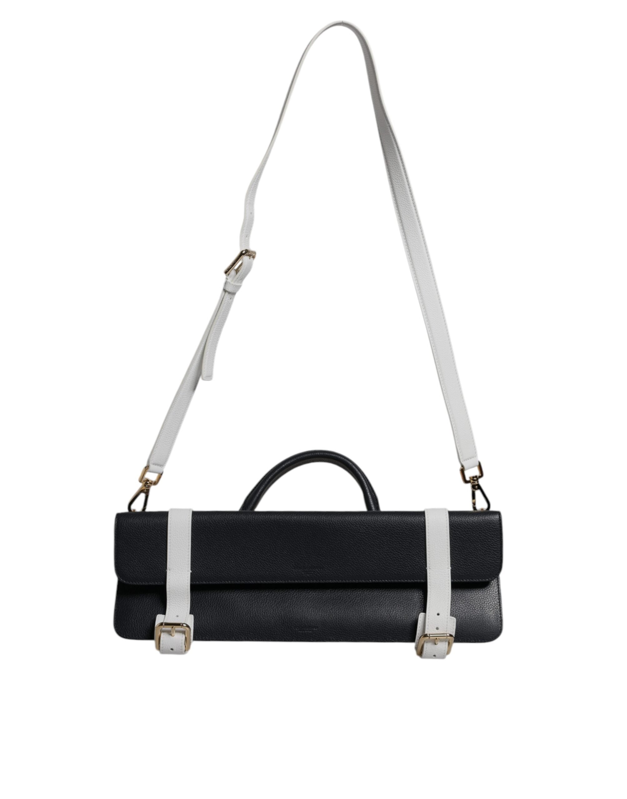 Dolce & Gabbana Blue White Calfskin Leather Crossbody Shoulder Women's Bag