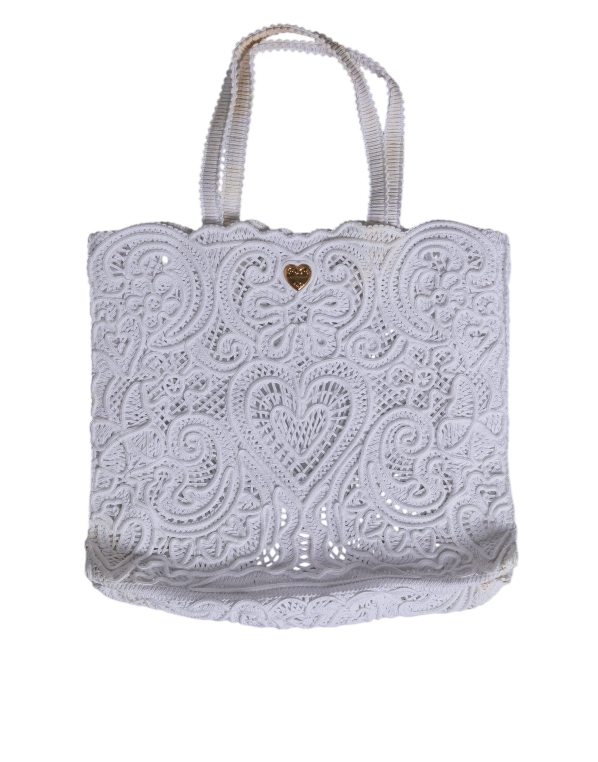 Dolce & Gabbana White Cordonetto Lace Beatrice Tote Shopping Women's Bag (Pre-Owned)