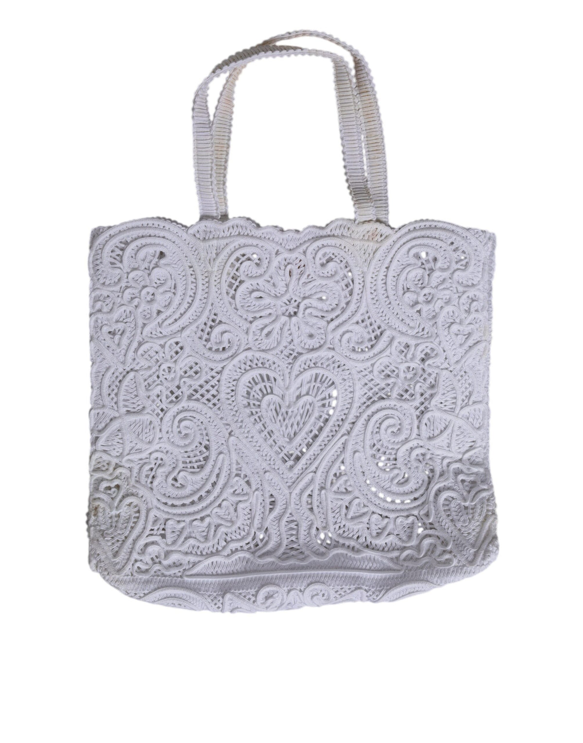 Dolce & Gabbana White Cordonetto Lace Beatrice Tote Shopping Women's Bag (Pre-Owned)