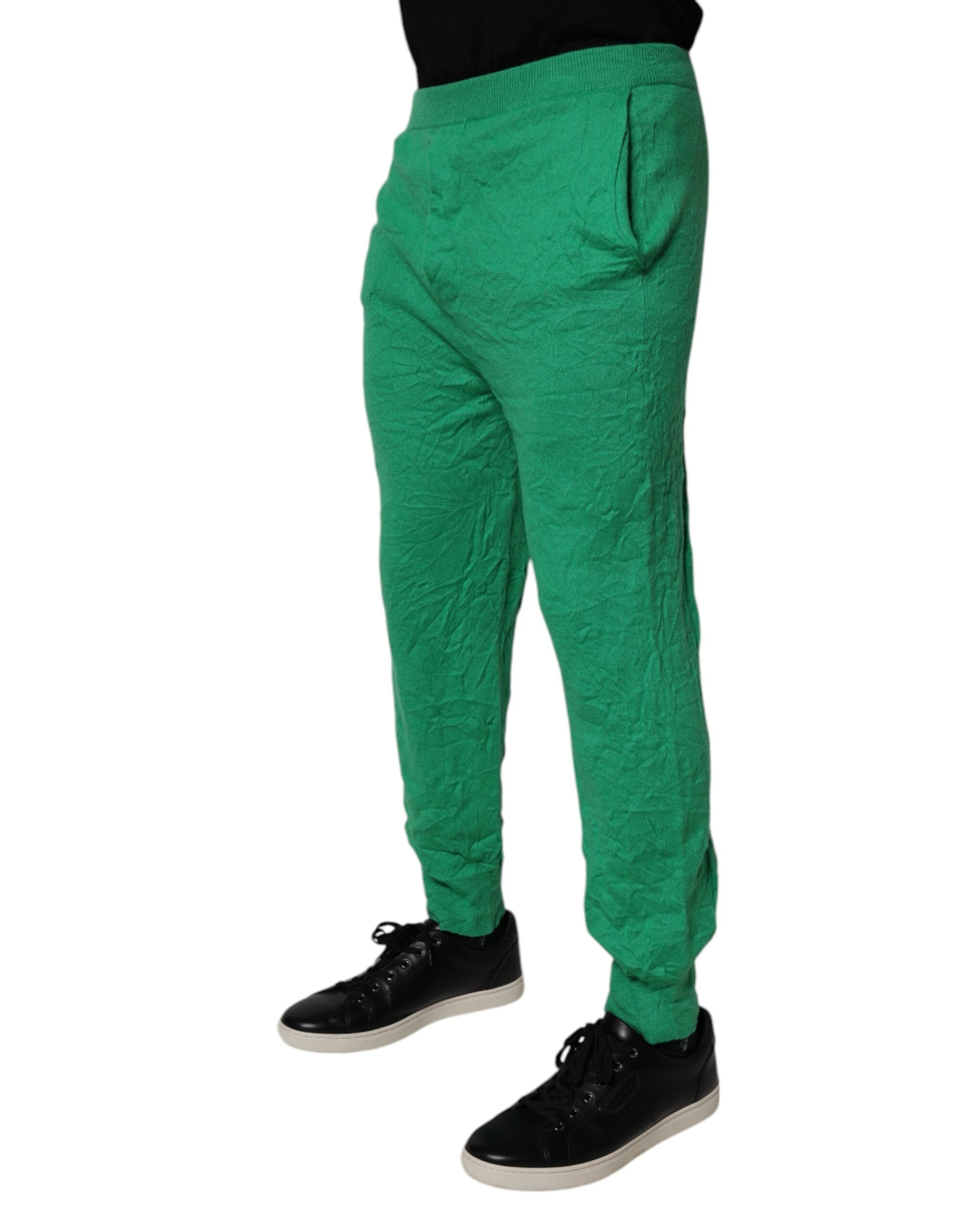 Dsquared² Green Cotton Elastic Waist Men Casual Men's Pants