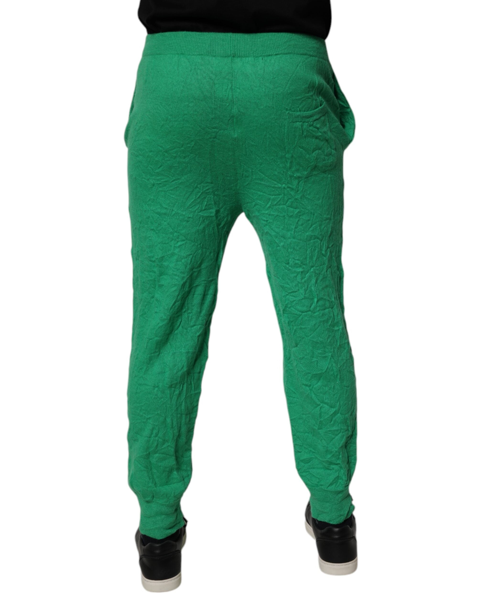 Dsquared² Green Cotton Elastic Waist Men Casual Men's Pants