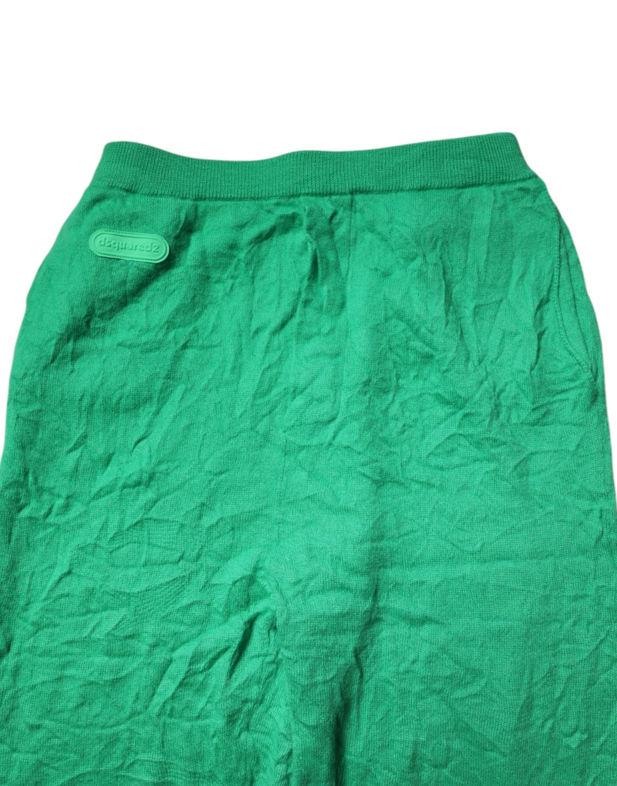 Dsquared² Green Cotton Elastic Waist Men Casual Men's Pants