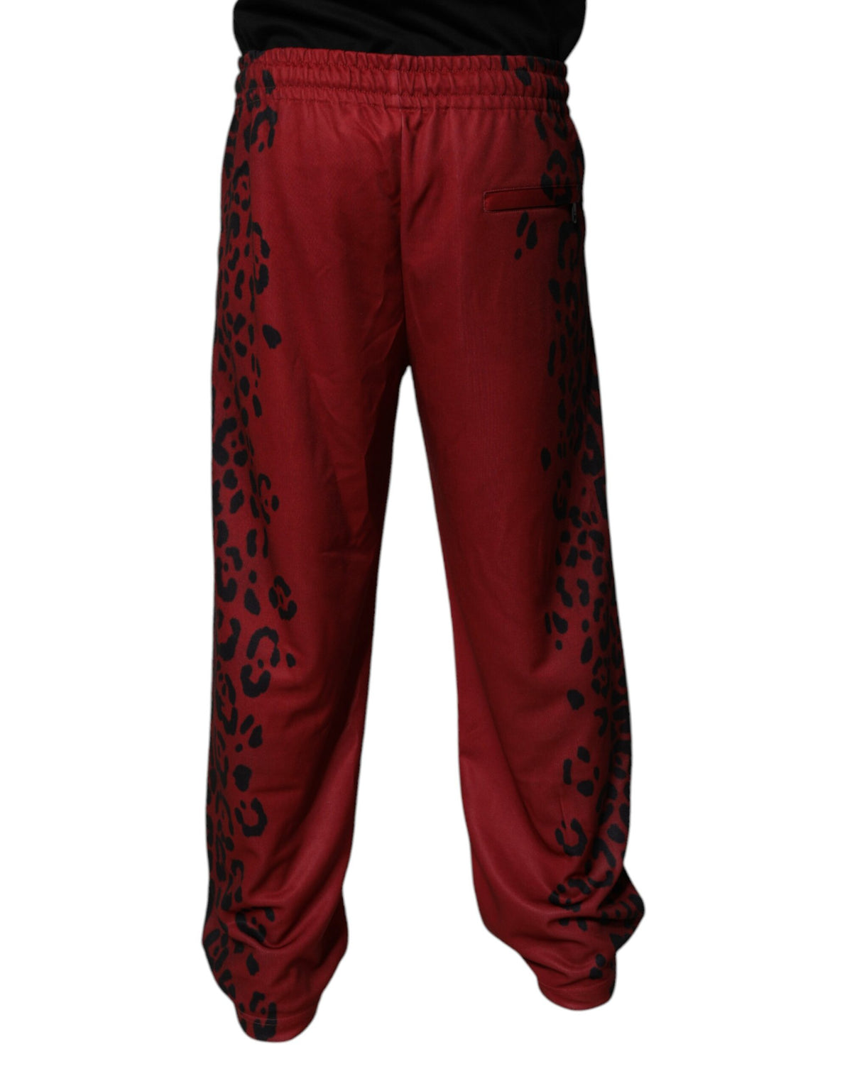 Dolce & Gabbana Red Leopard Print Polyester Men Jogger Men's Pants