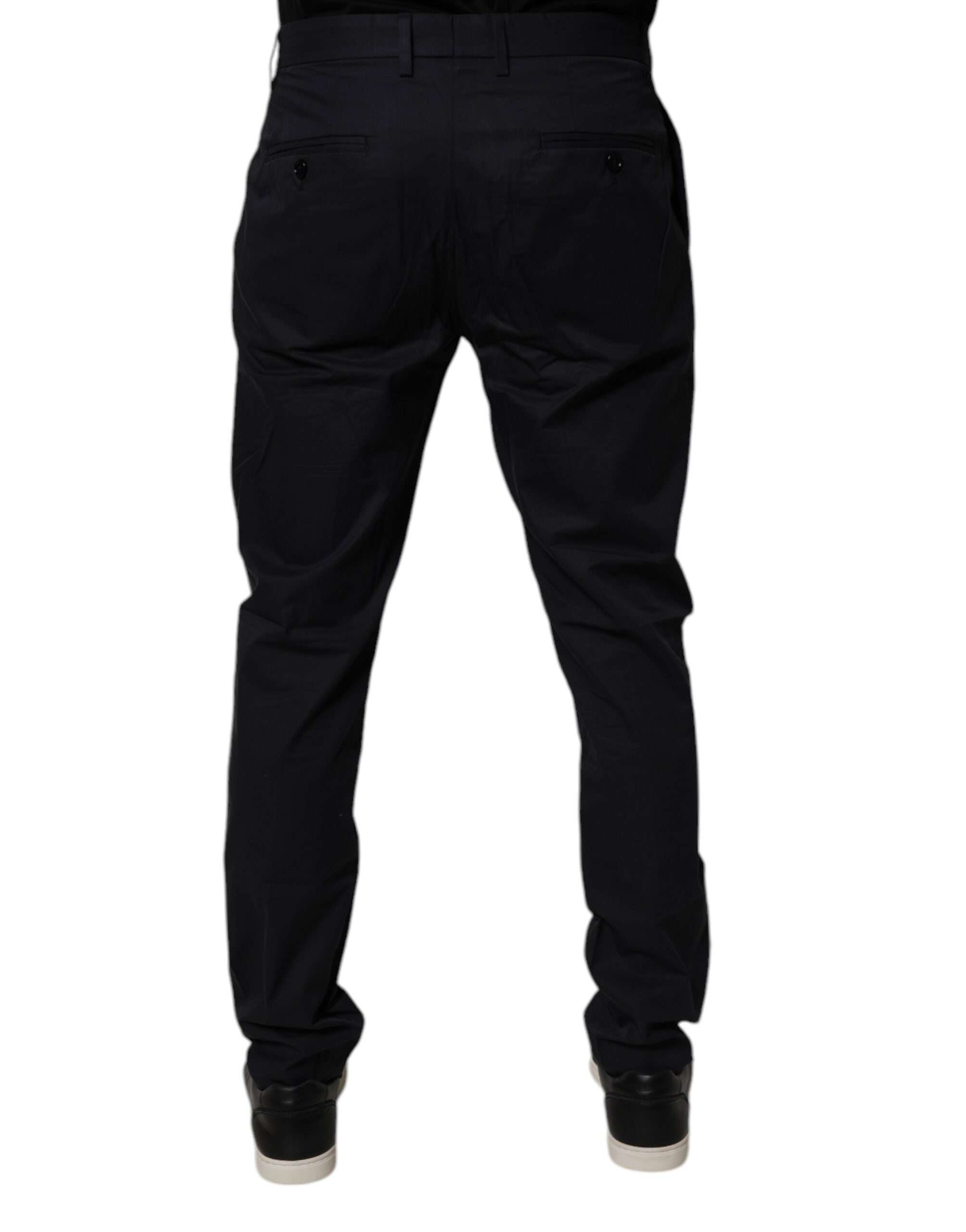 Dolce & Gabbana Dark Blue Cotton Tapered Formal Men's Pants (Pre-Owned)