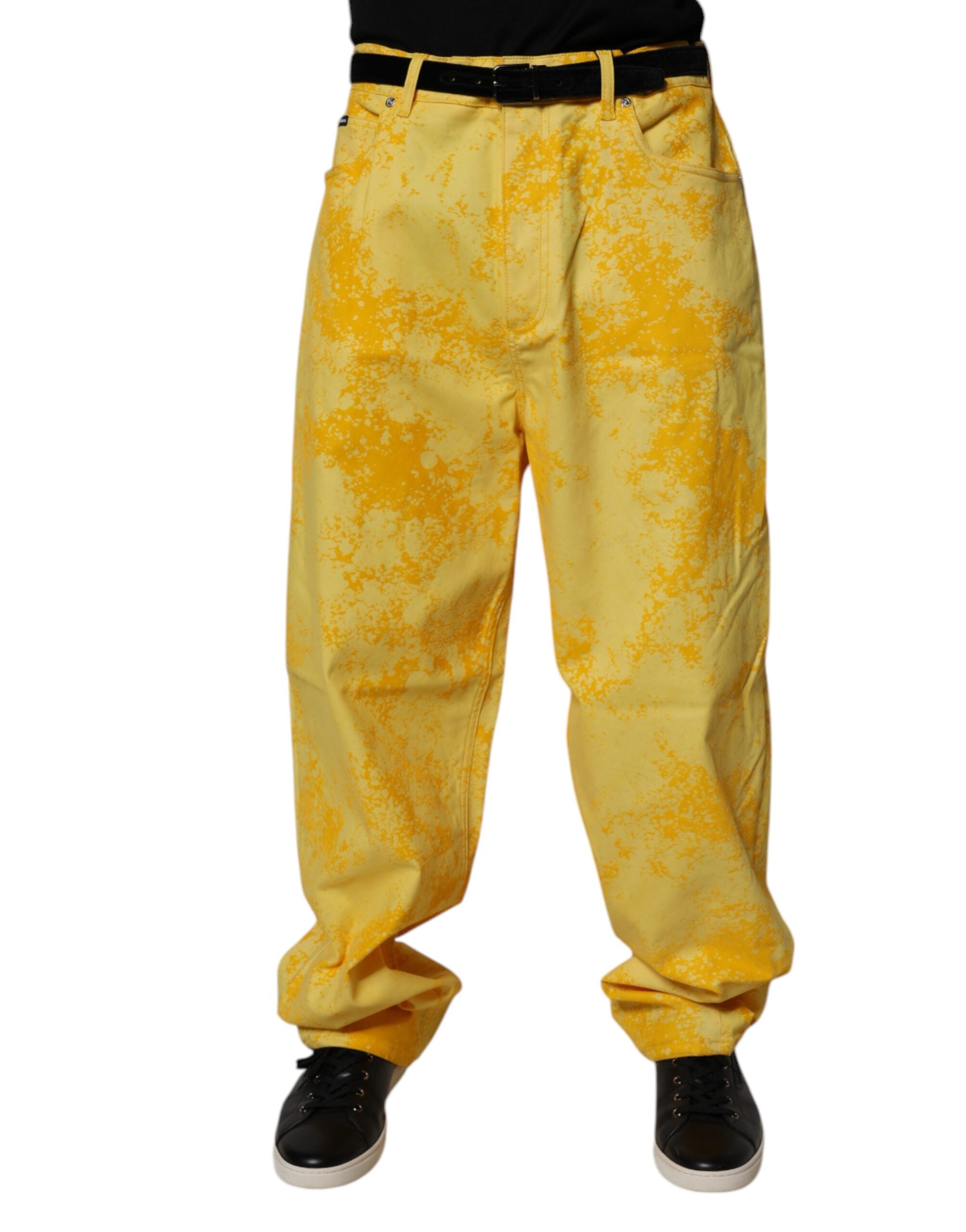 Dolce & Gabbana Yellow Tie Dye Cotton Straight Denim Men's Jeans (Pre-Owned)
