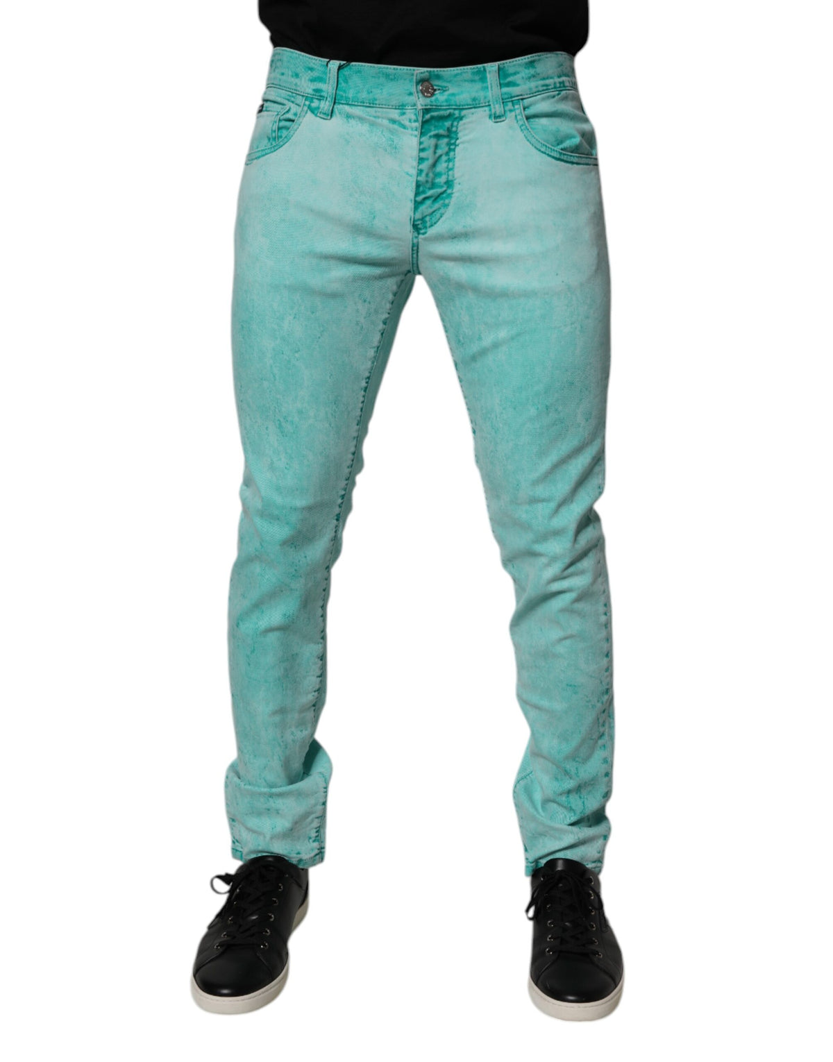 Dolce & Gabbana Green Tie Dye Cotton Skinny Men Denim Men's Jeans